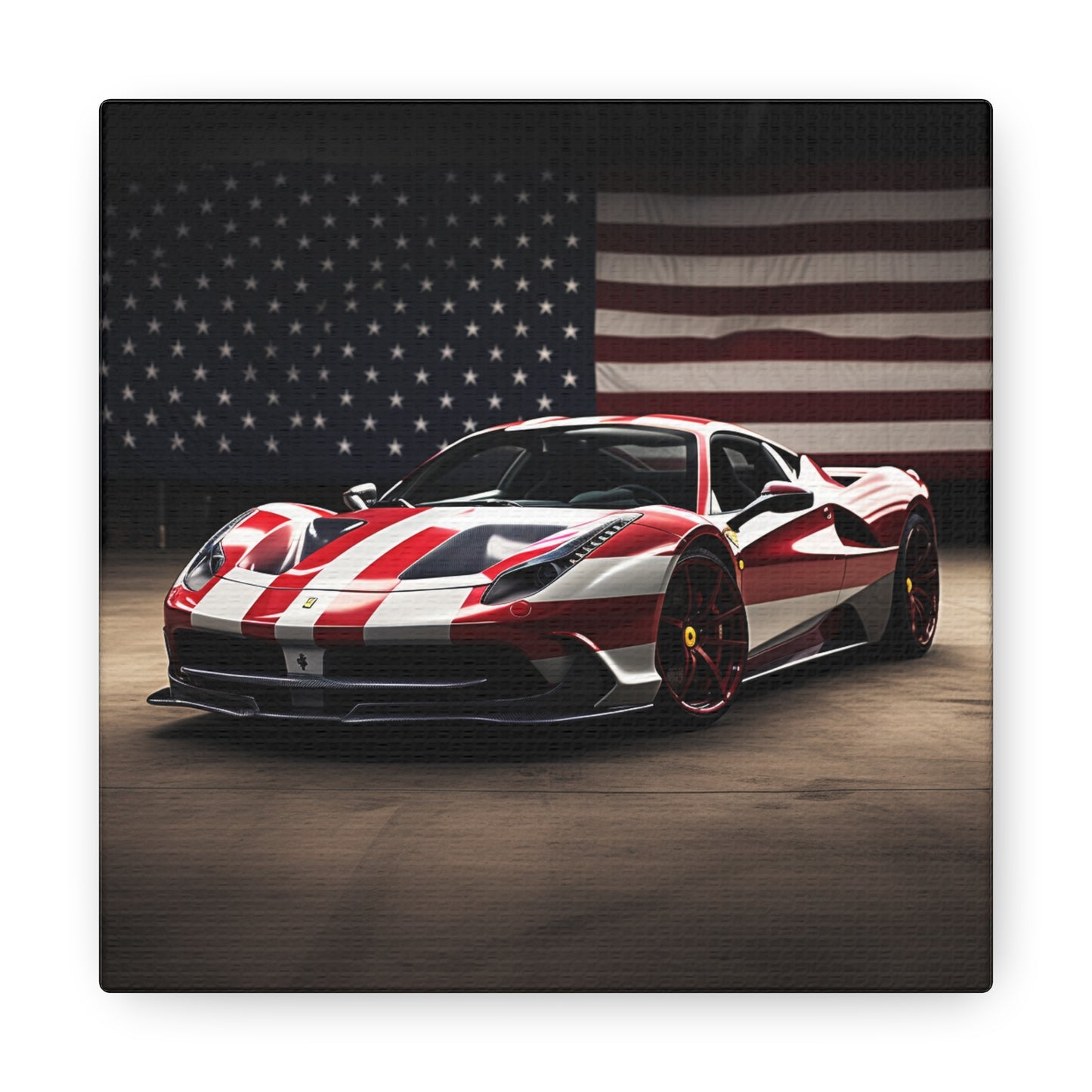 Canvas Gallery Wraps American Flag Background Ferrari 2