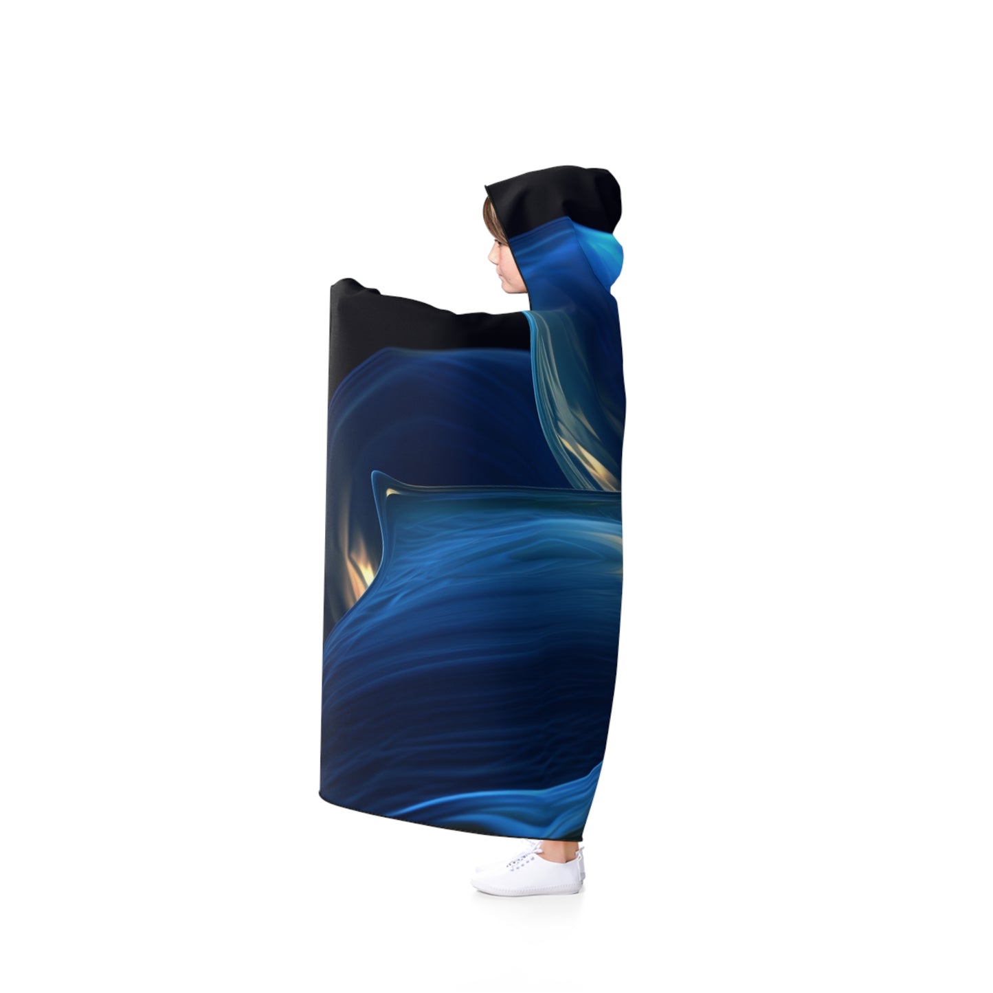 Hooded Blanket Abstract Blue Tulip 1