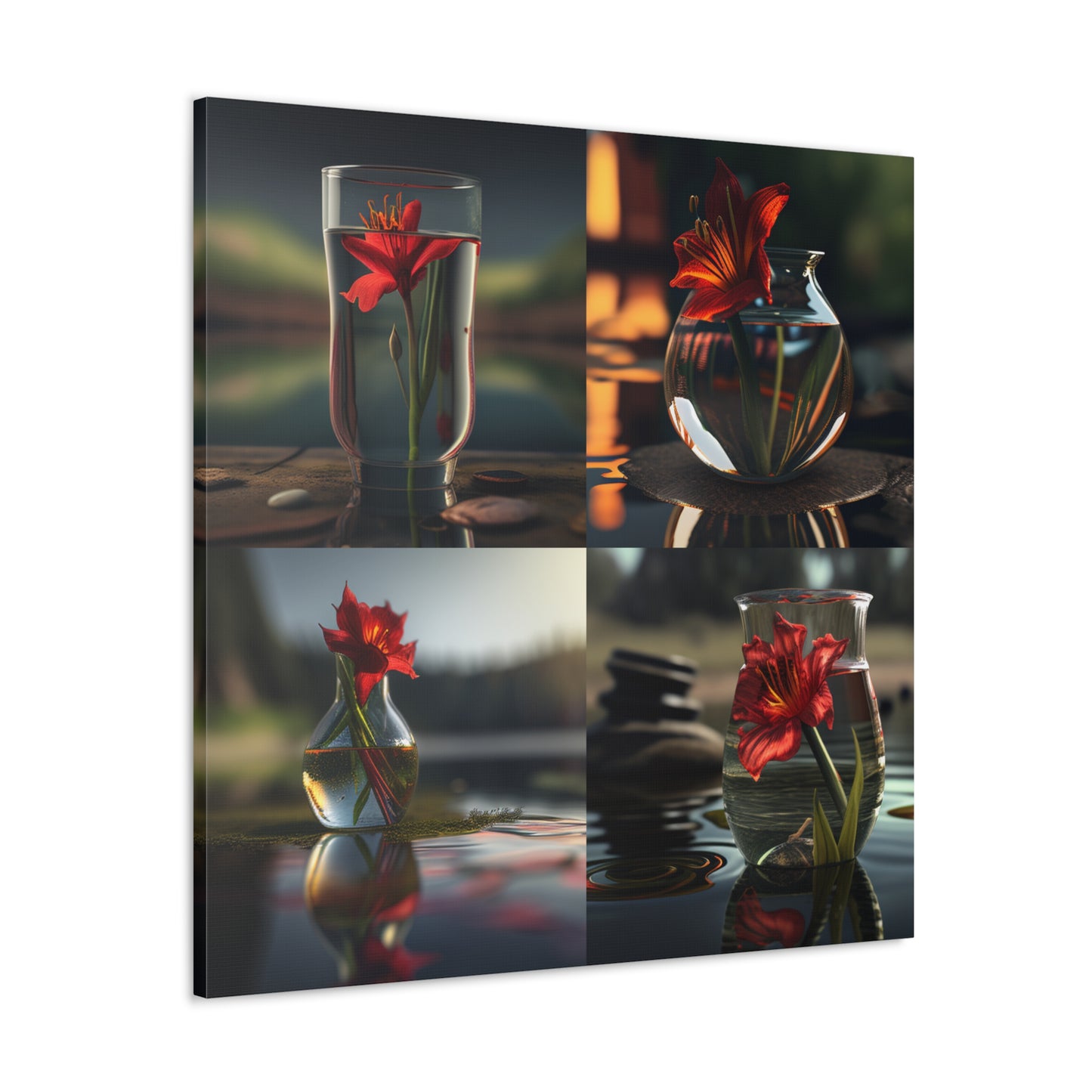 Canvas Gallery Wraps Red Lily in a Glass vase 5