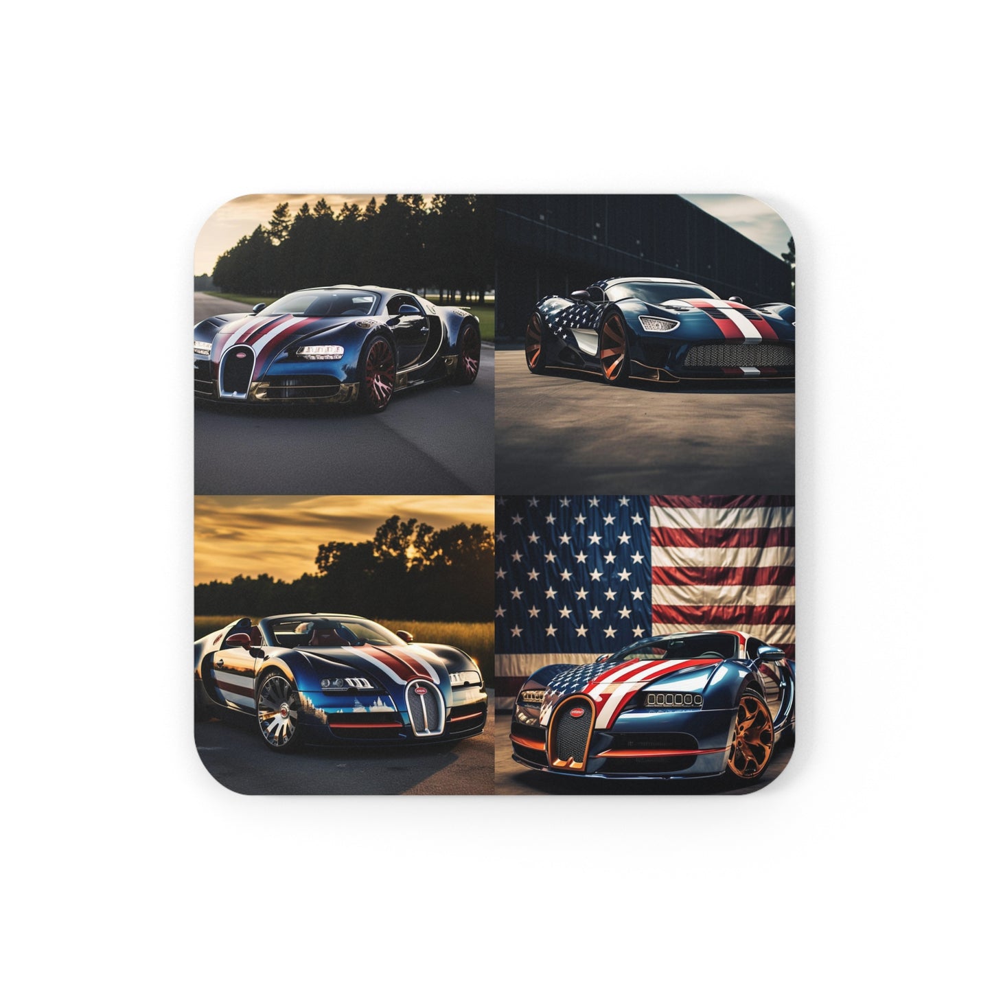 Corkwood Coaster Set Bugatti Flag American 5