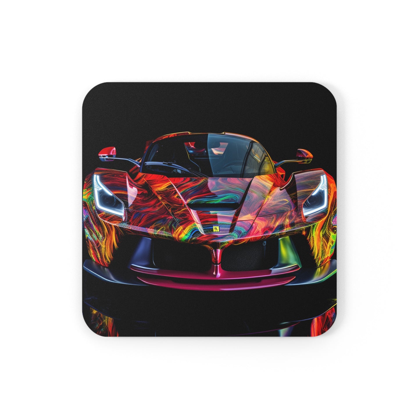 Corkwood Coaster Set Ferrari Neon 3