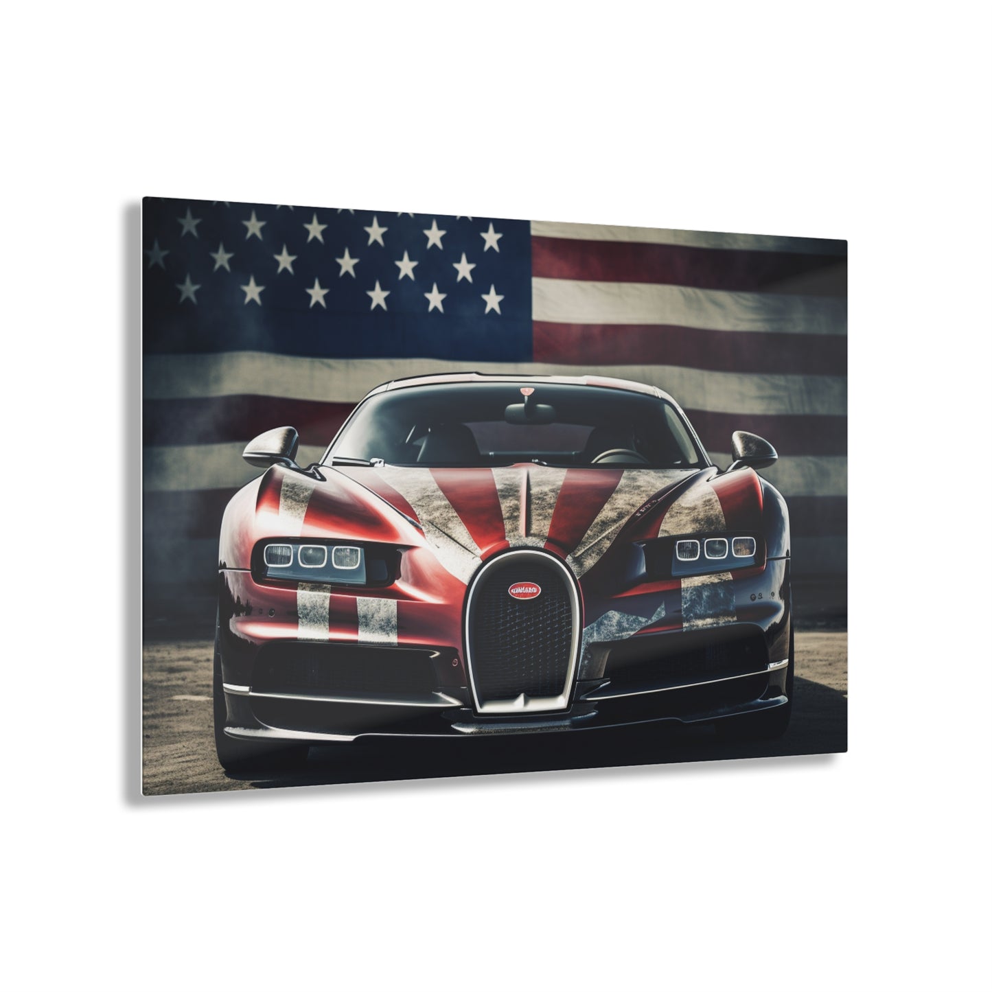 Acrylic Prints American Flag Background Bugatti 3