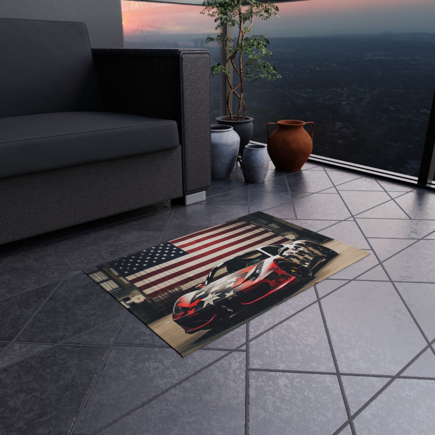 Outdoor Rug  American Flag Farrari 1