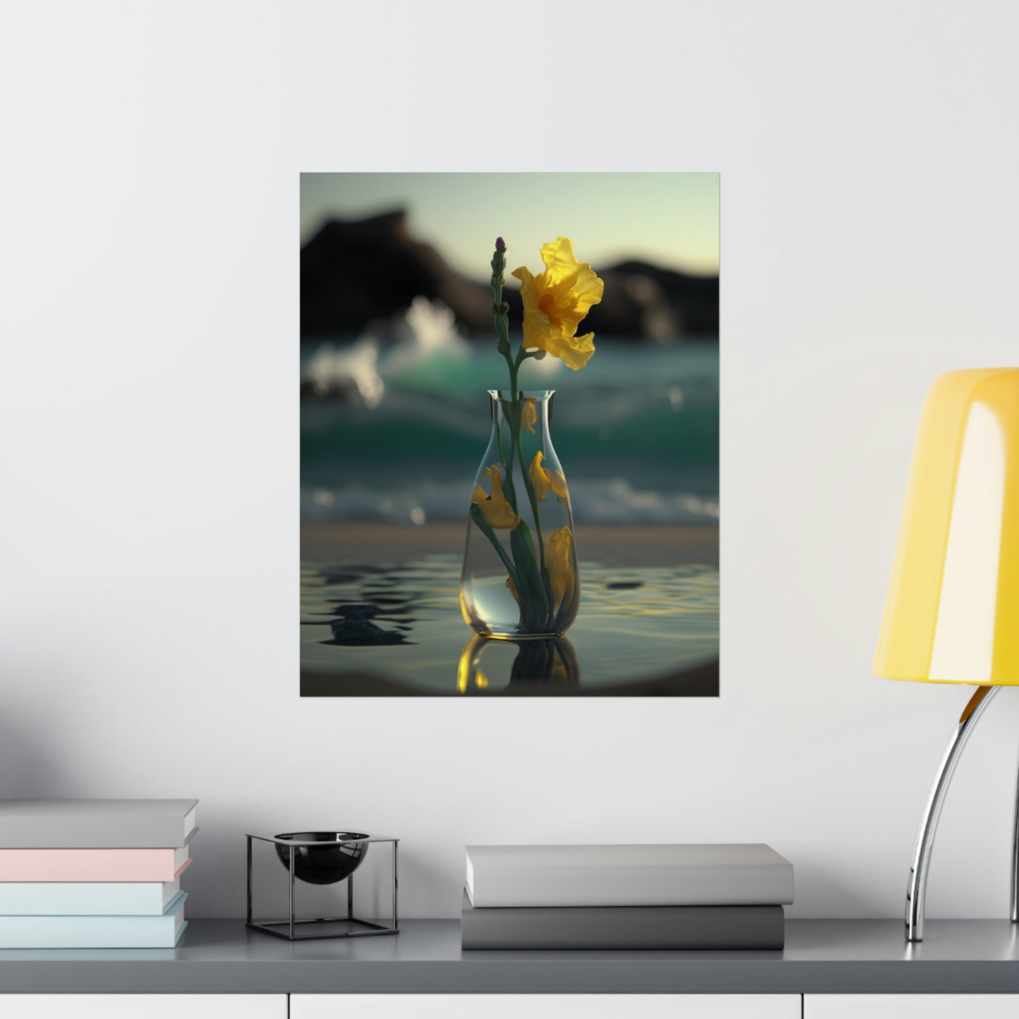 Premium Matte Vertical Posters Yellow Gladiolus glass 2