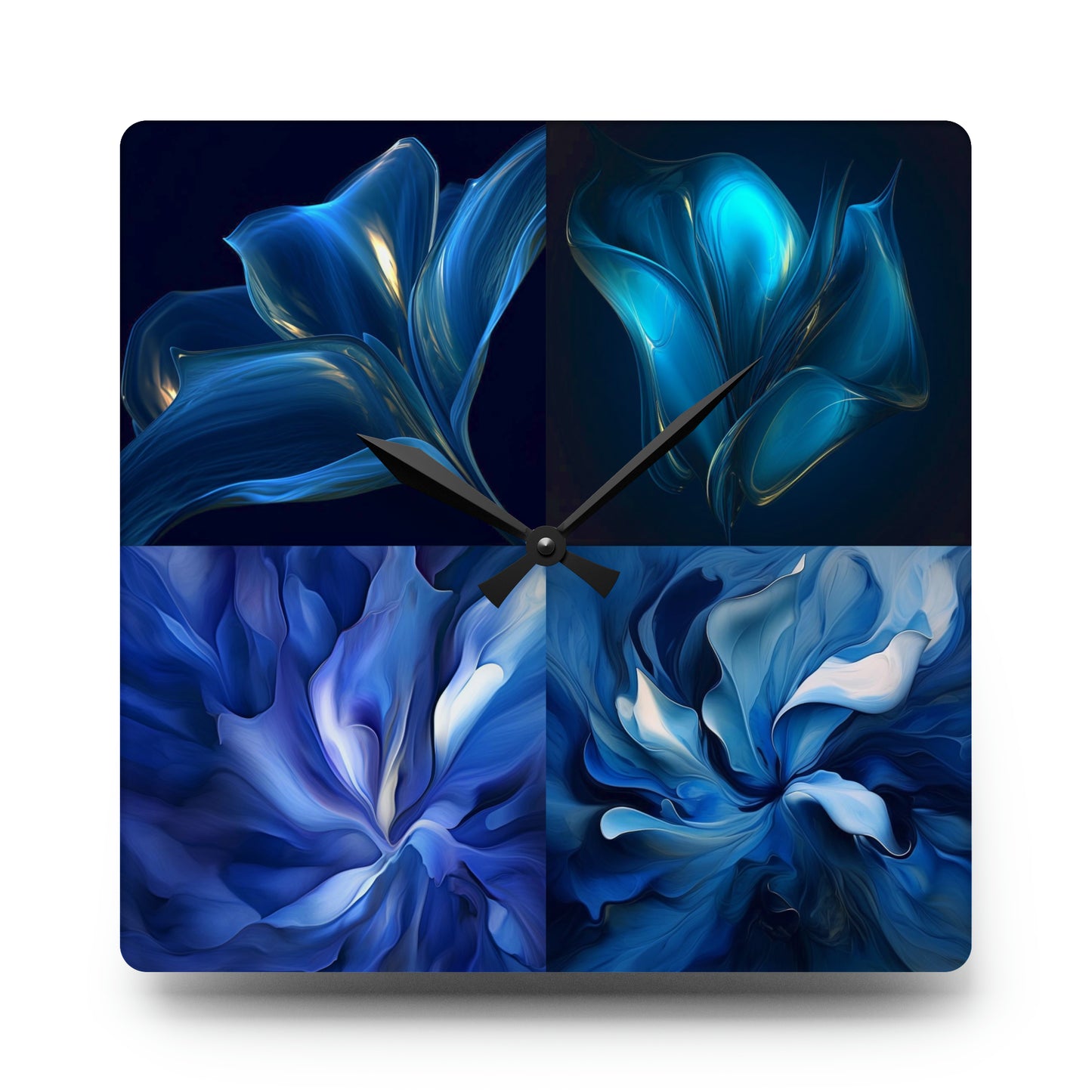 Acrylic Wall Clock Abstract Blue Tulip 5