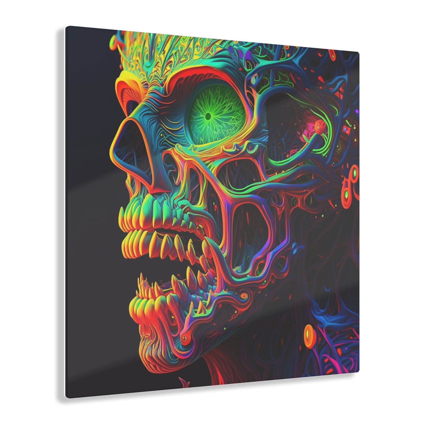 Acrylic Prints Florescent Skull Death 1