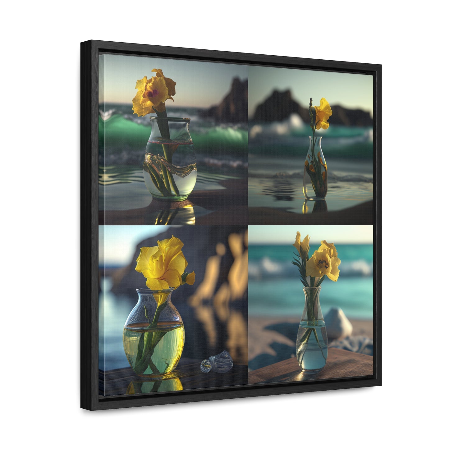 Gallery Canvas Wraps, Square Frame Yellow Gladiolus glass 5