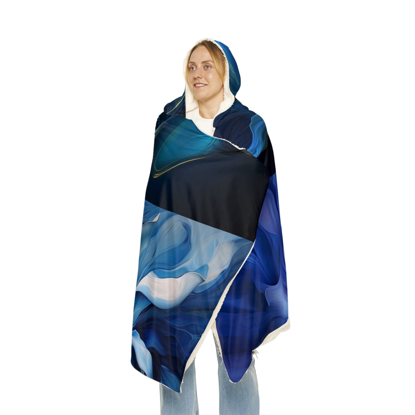 Snuggle Hooded Blanket Abstract Blue Tulip 5