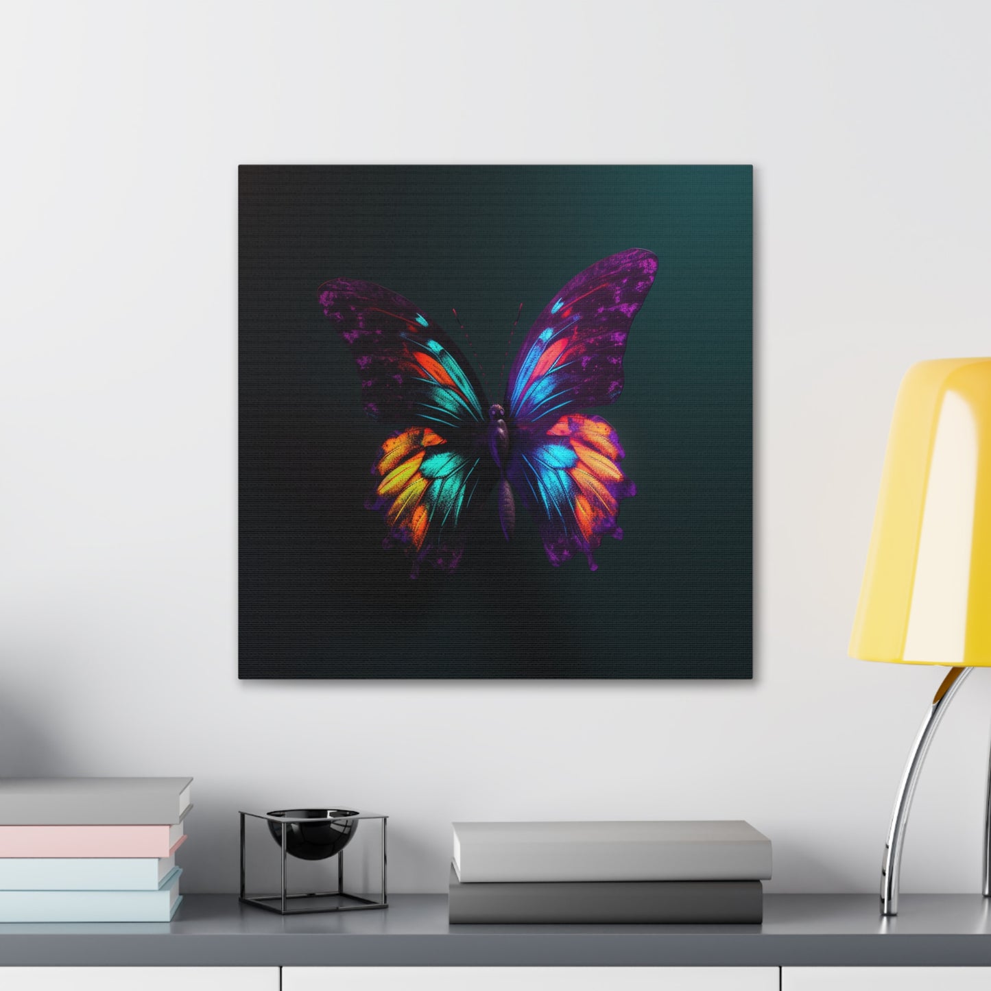 Canvas Gallery Wraps Hyper Colorful Butterfly Purple 1