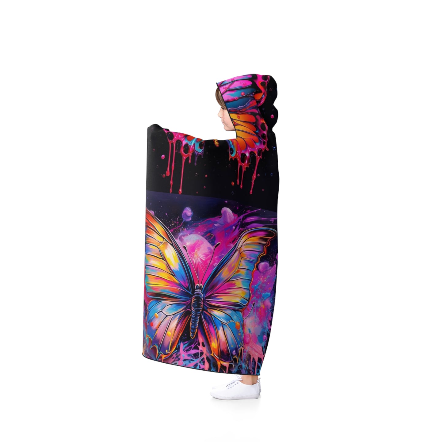 Hooded Blanket Pink Butterfly Flair 5