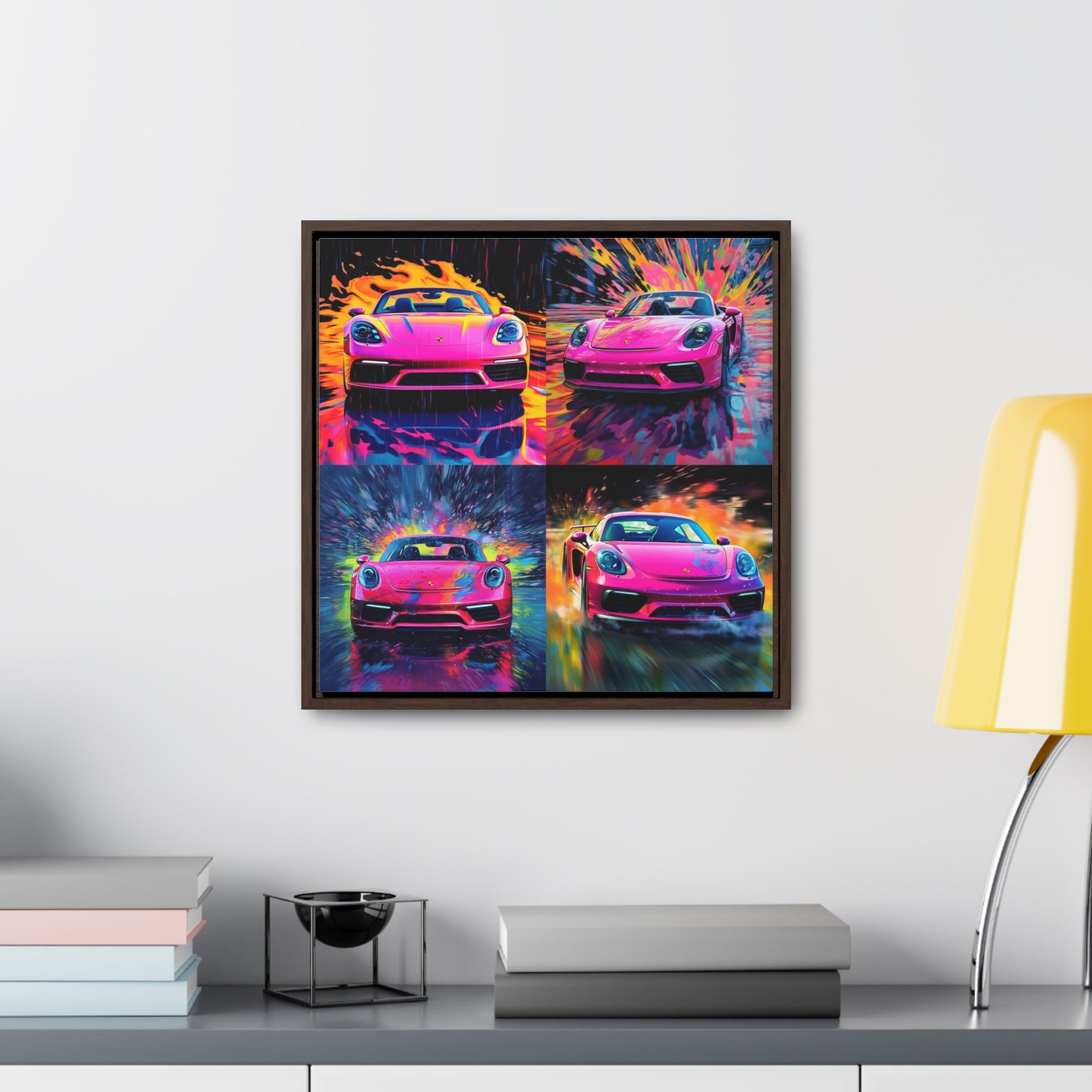 Gallery Canvas Wraps, Square Frame Pink Porsche water fusion 5