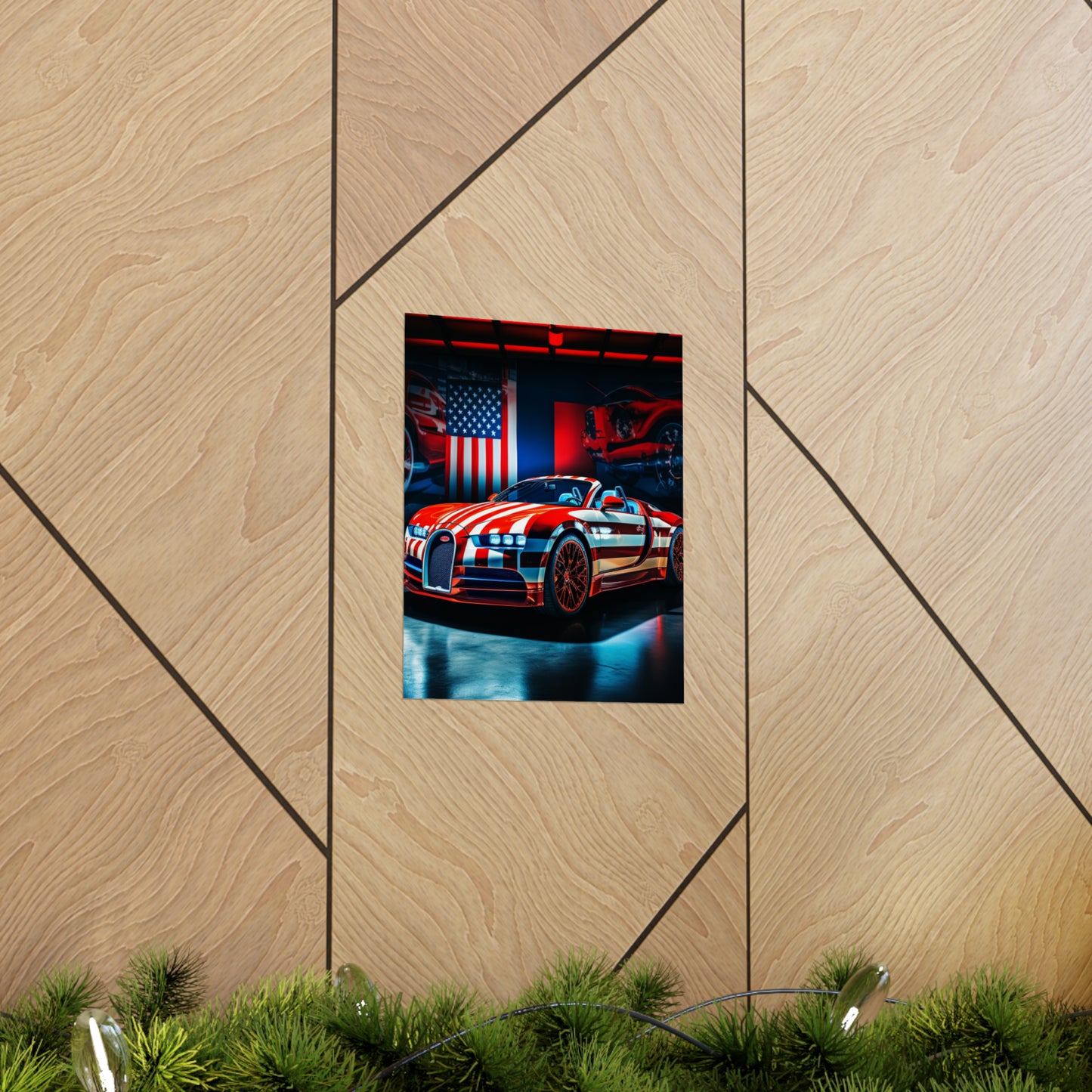 Premium Matte Vertical Posters Macro Bugatti American Flag 2