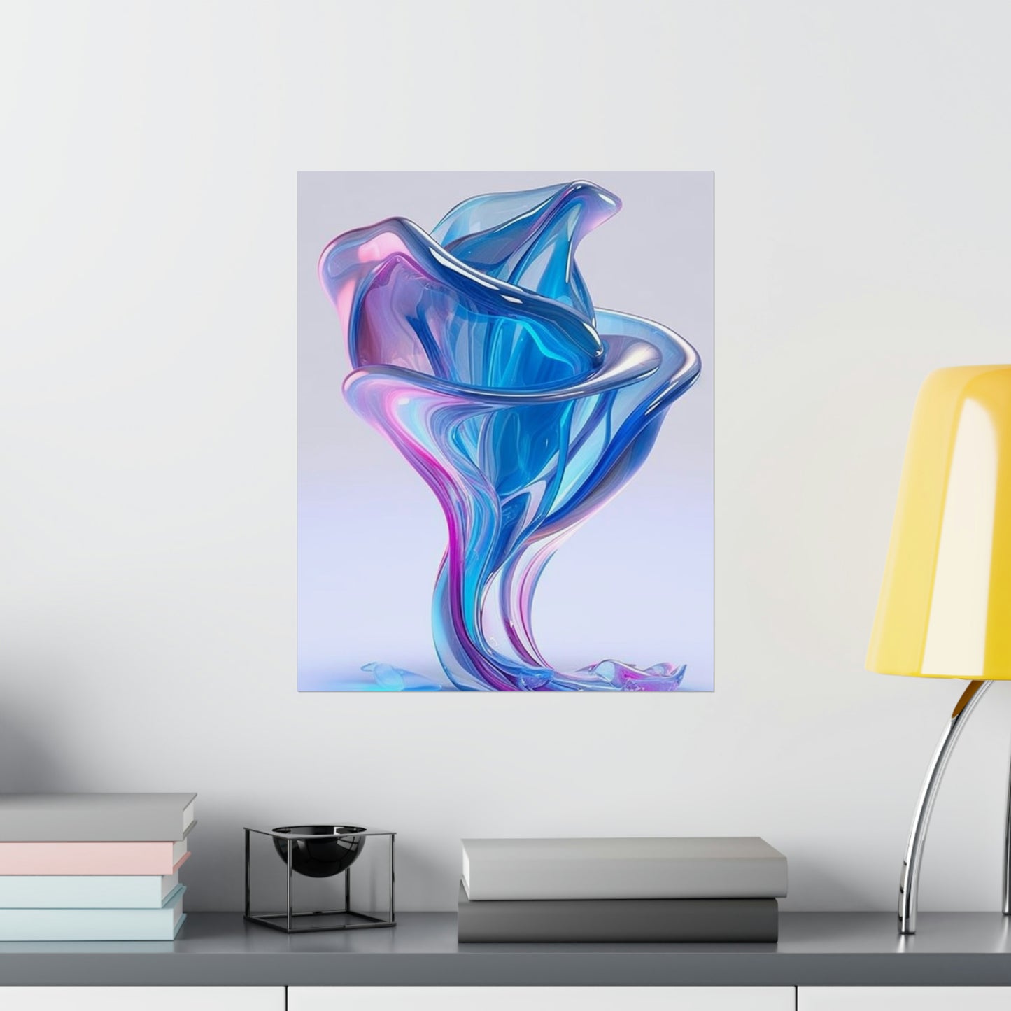 Premium Matte Vertical Posters Pink & Blue Tulip Rose 2