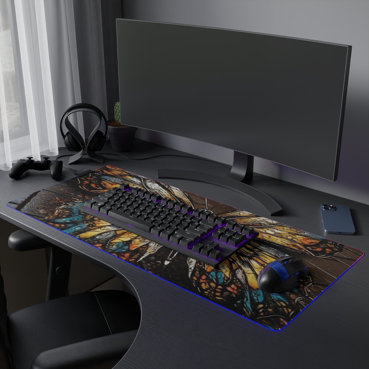 LED Gaming Mouse Pad Water Butterfly Street 1