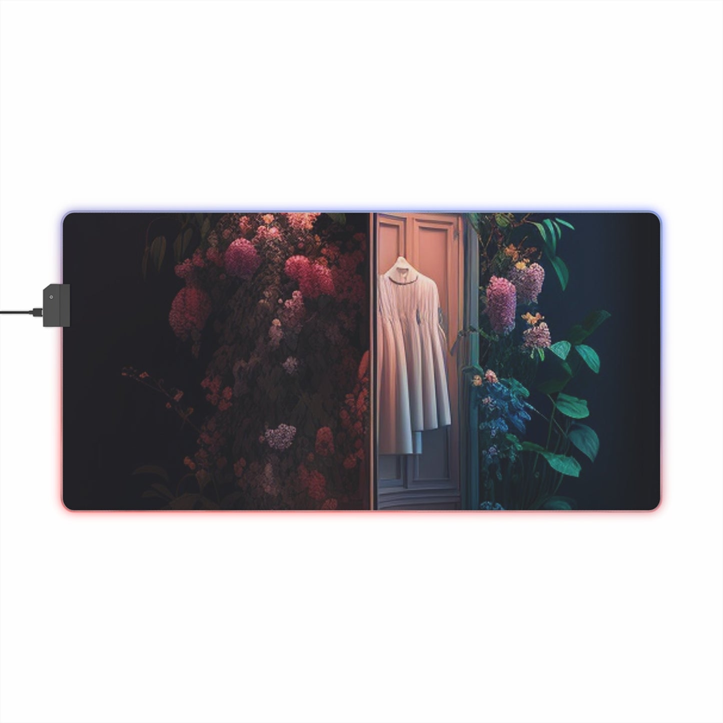 LED Gaming Mouse Pad A Wardrobe Surrounded by Flowers 3