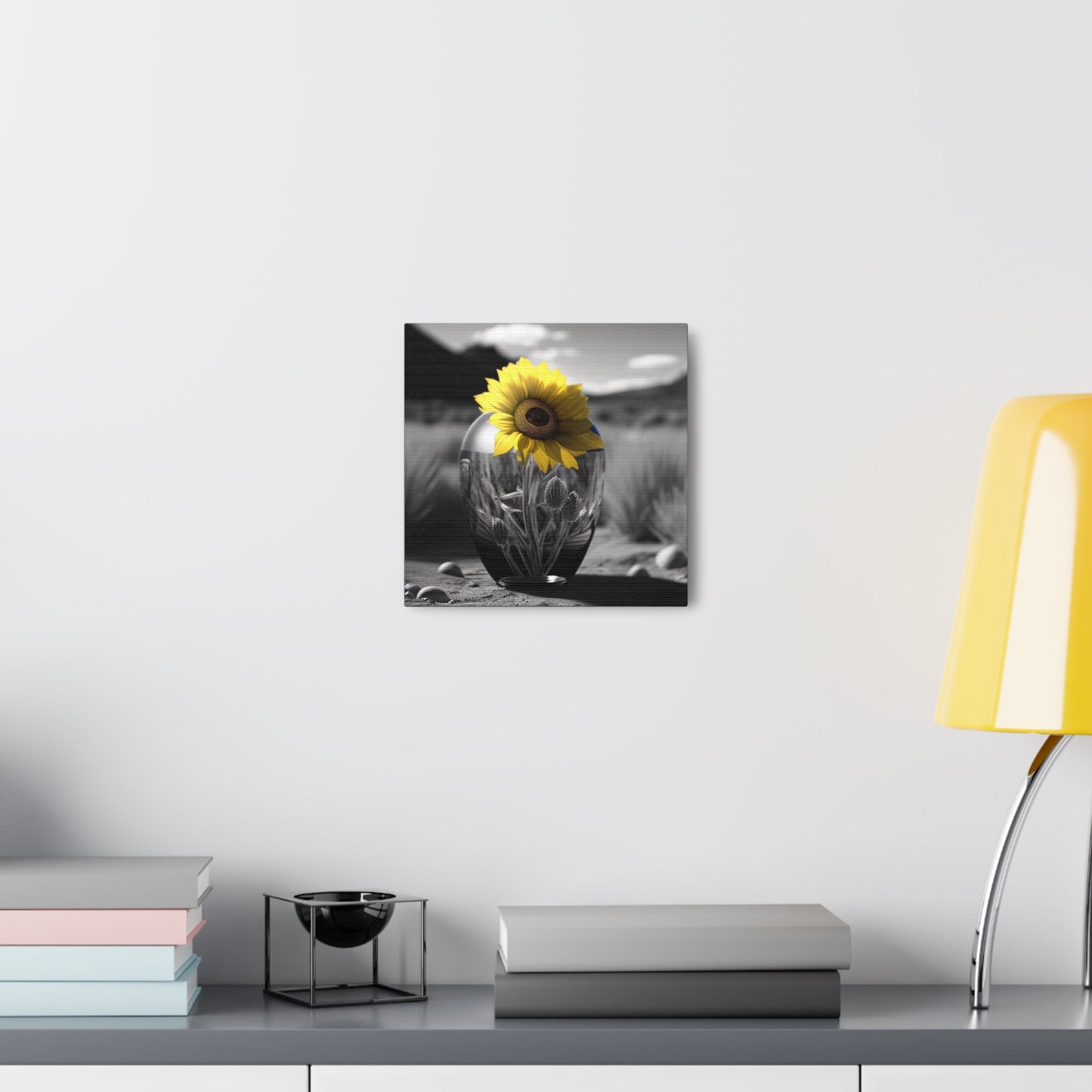Canvas Gallery Wraps Yellw Sunflower in a vase 3