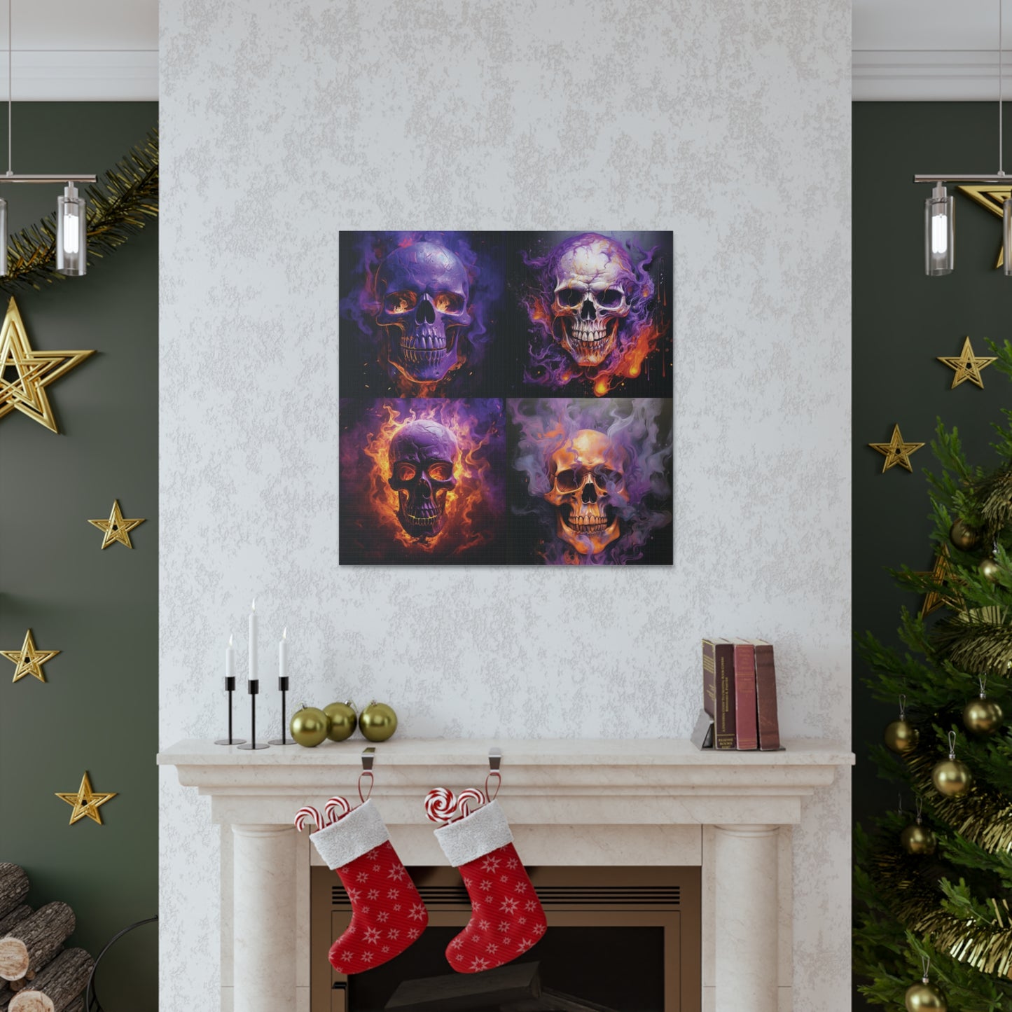 Canvas Gallery Wraps Skull Flames 5