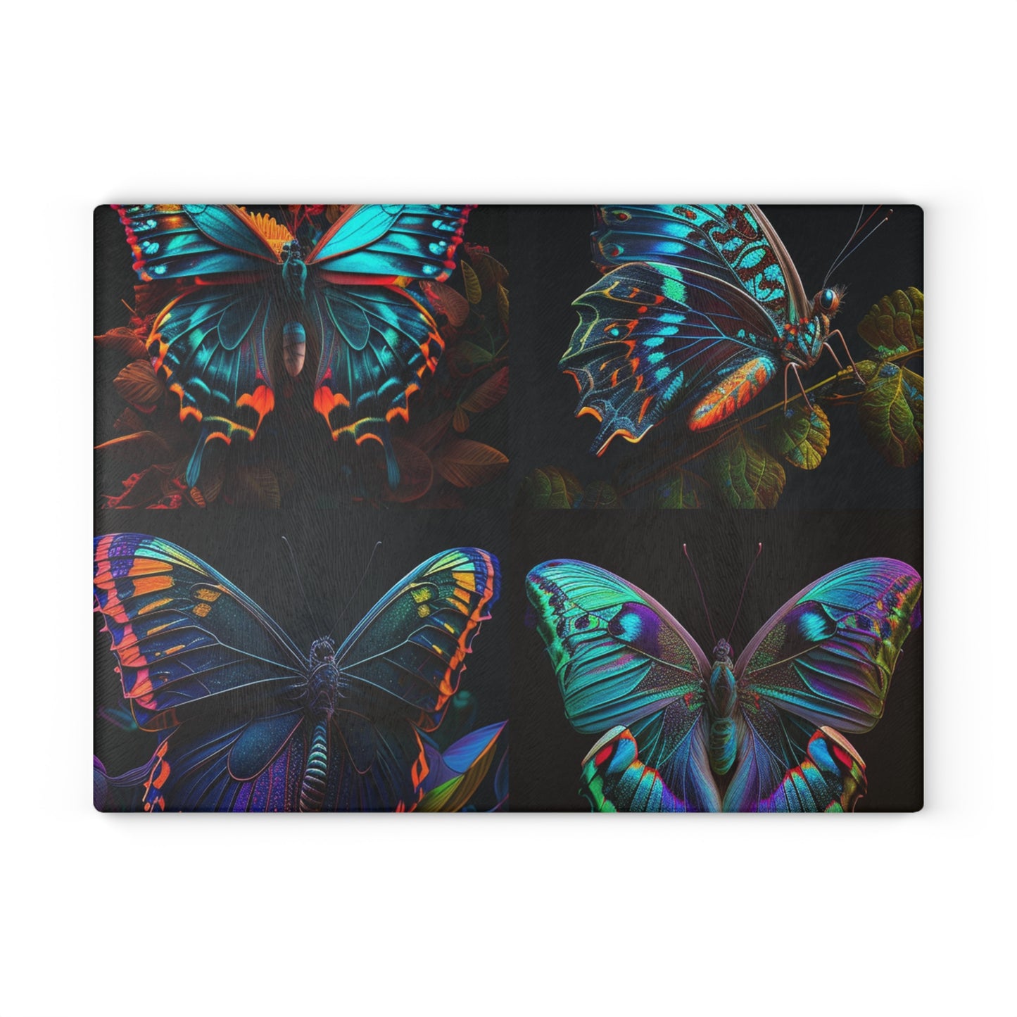 Glass Cutting Board Hue Neon Butterfly 5