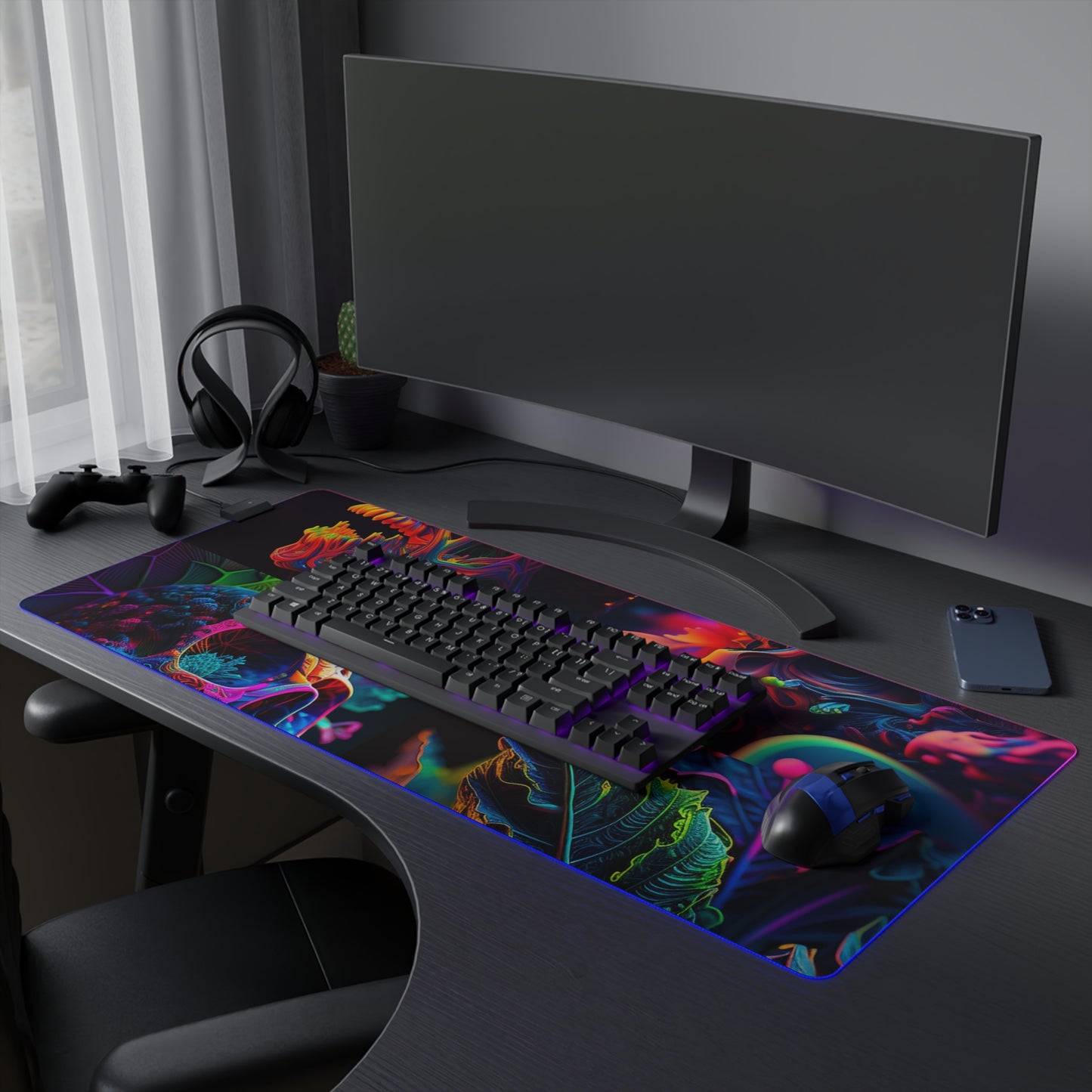 LED Gaming Mouse Pad Florescent Skull Death 5