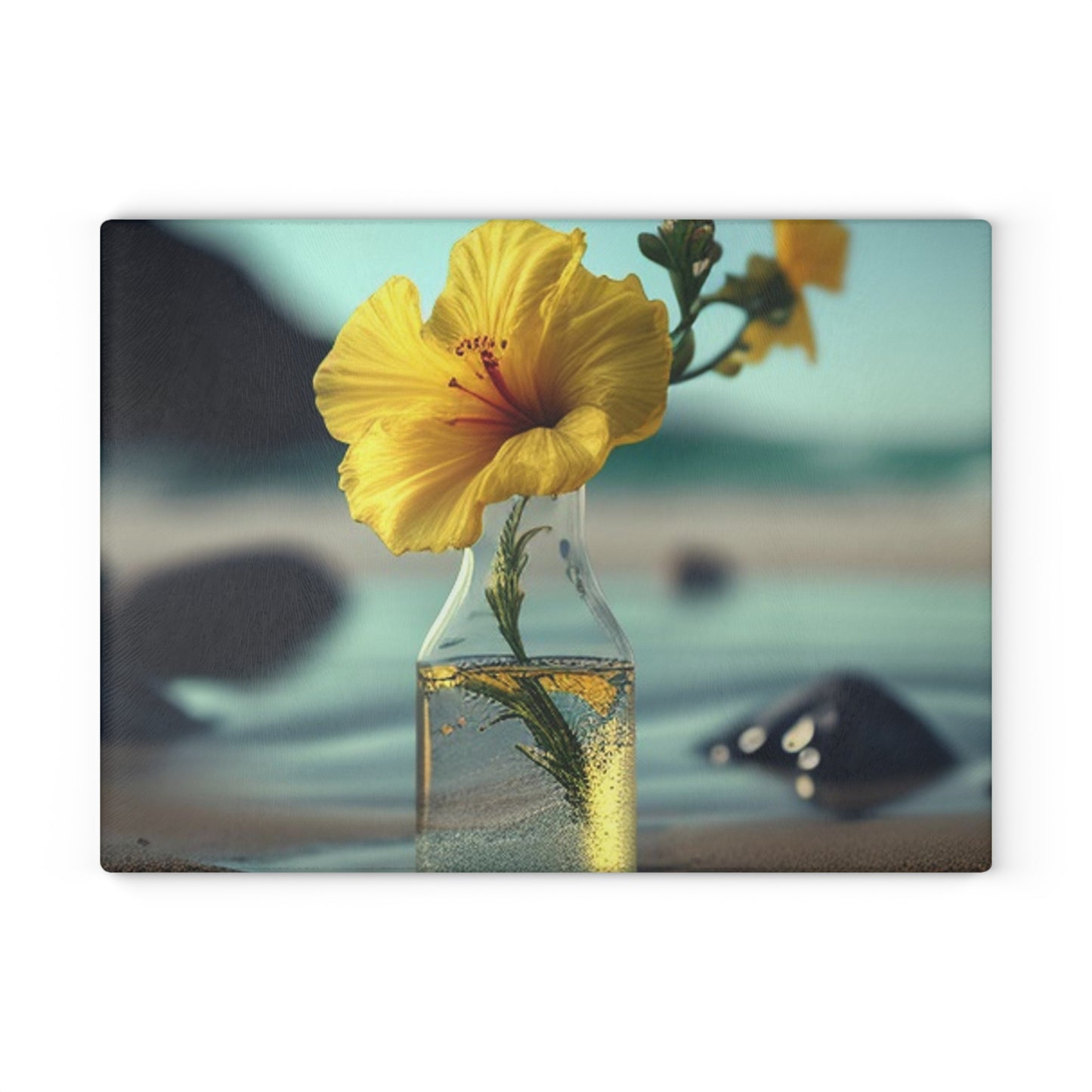 Glass Cutting Board Yellow Hibiscus glass 3