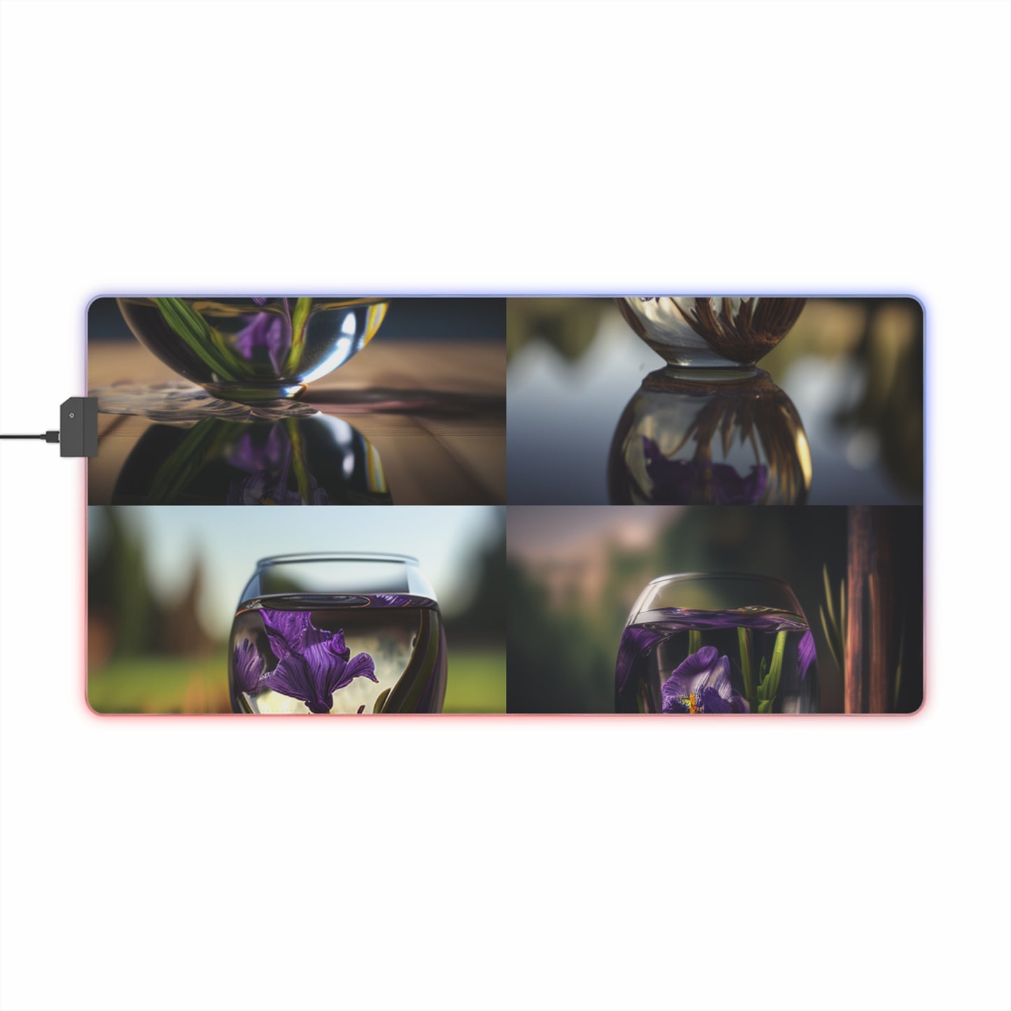 LED Gaming Mouse Pad Purple Iris in a vase 5