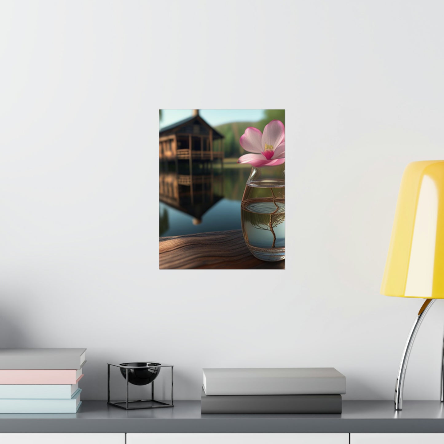 Premium Matte Vertical Posters Magnolia in a Glass vase 1