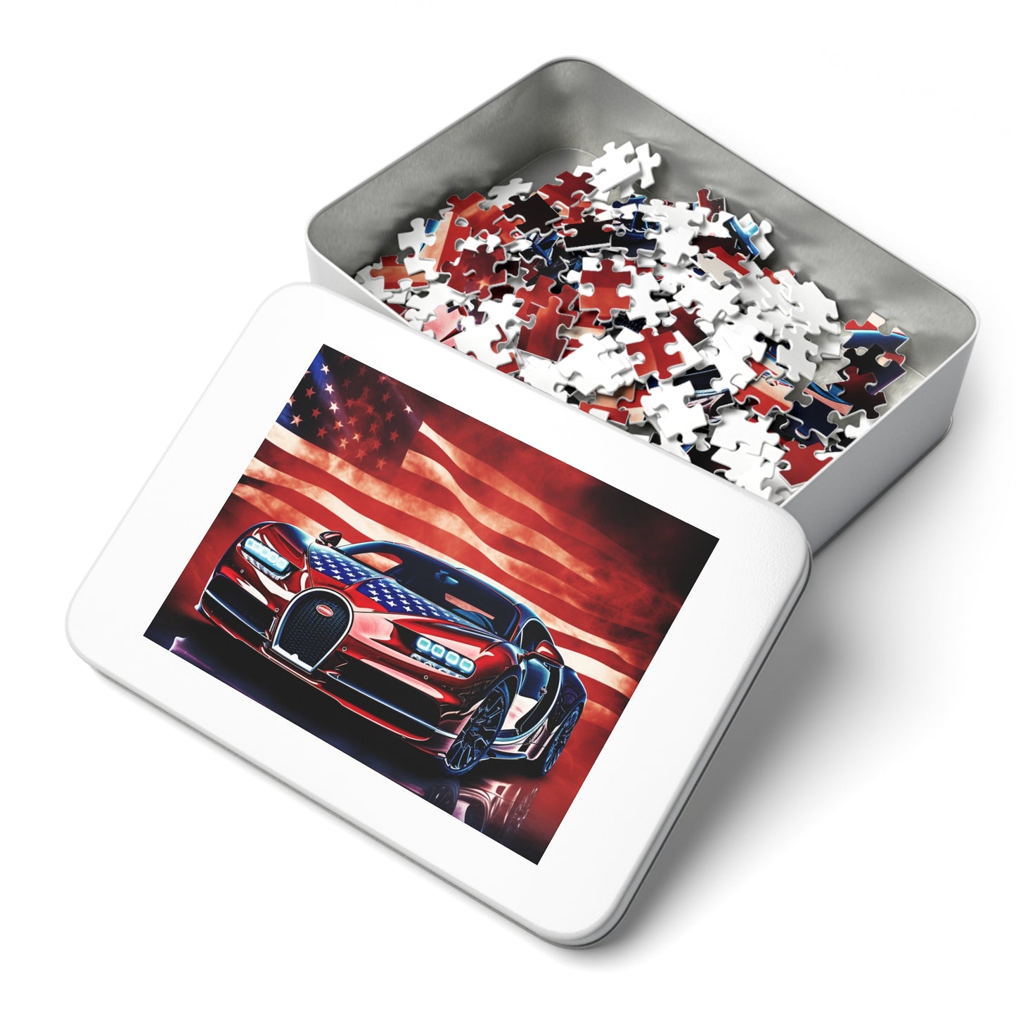 Jigsaw Puzzle (30, 110, 252, 500,1000-Piece) Abstract American Flag Background Bugatti 3