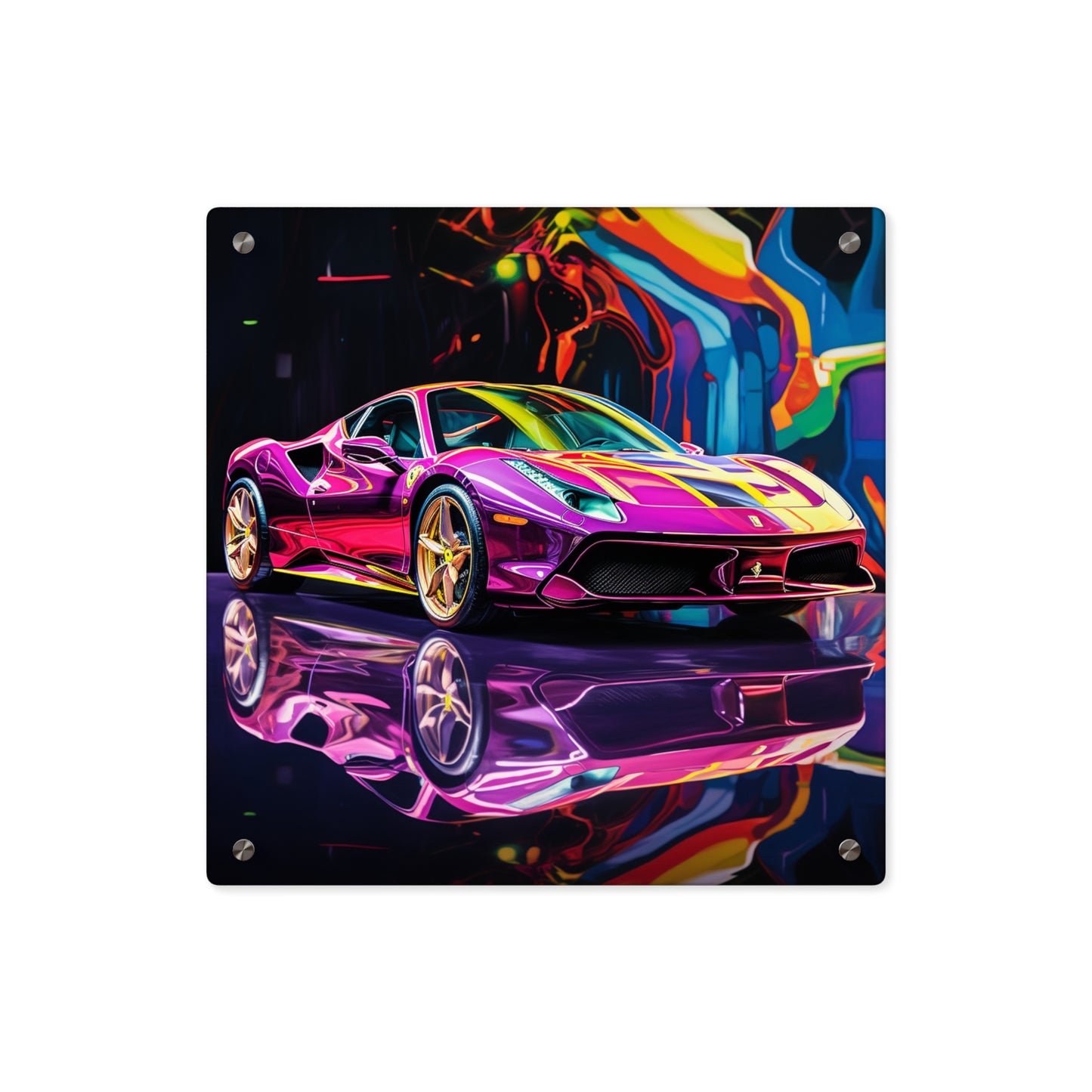 Acrylic Wall Art Panels Pink Macro Ferrari 2