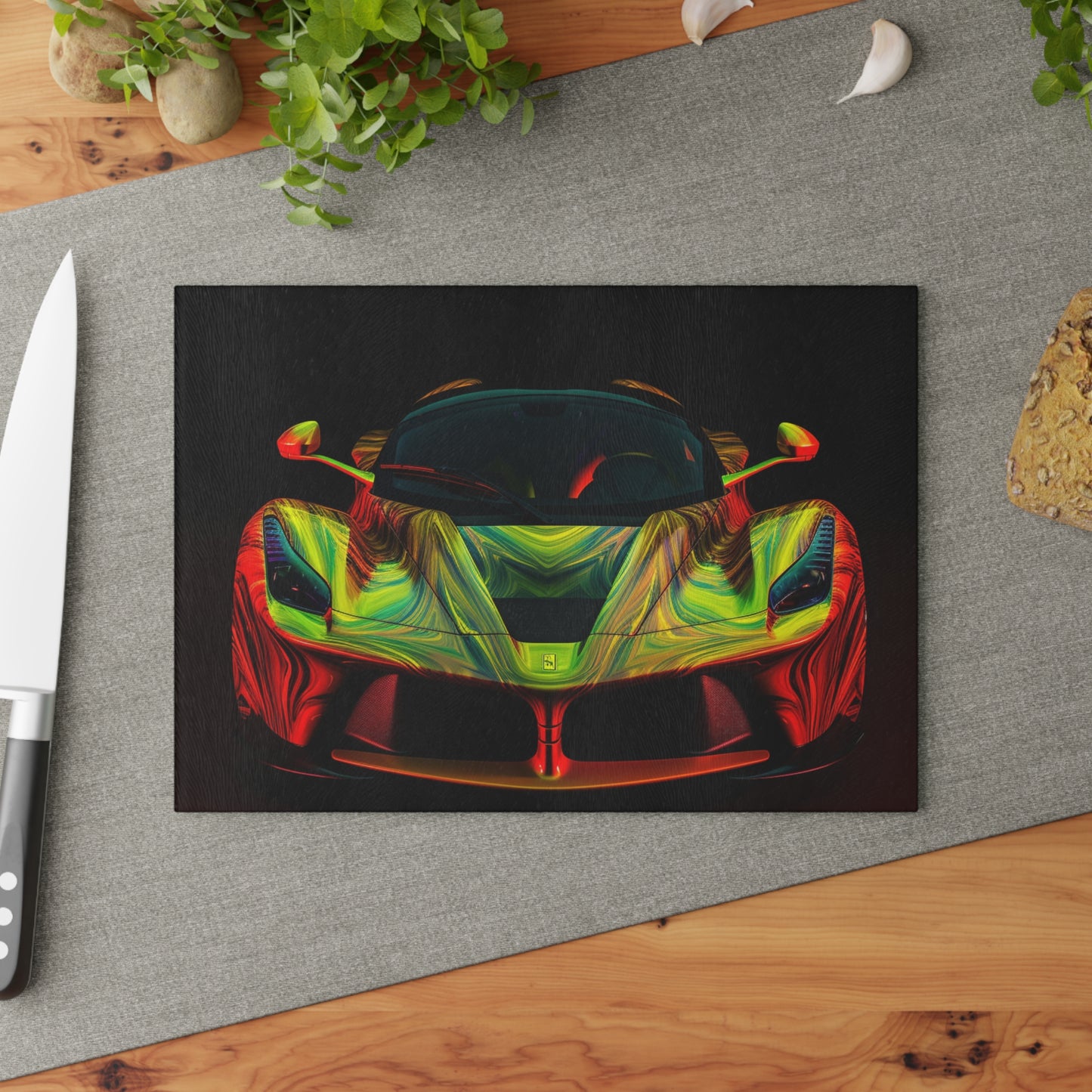 Glass Cutting Board Ferrari Neon 1