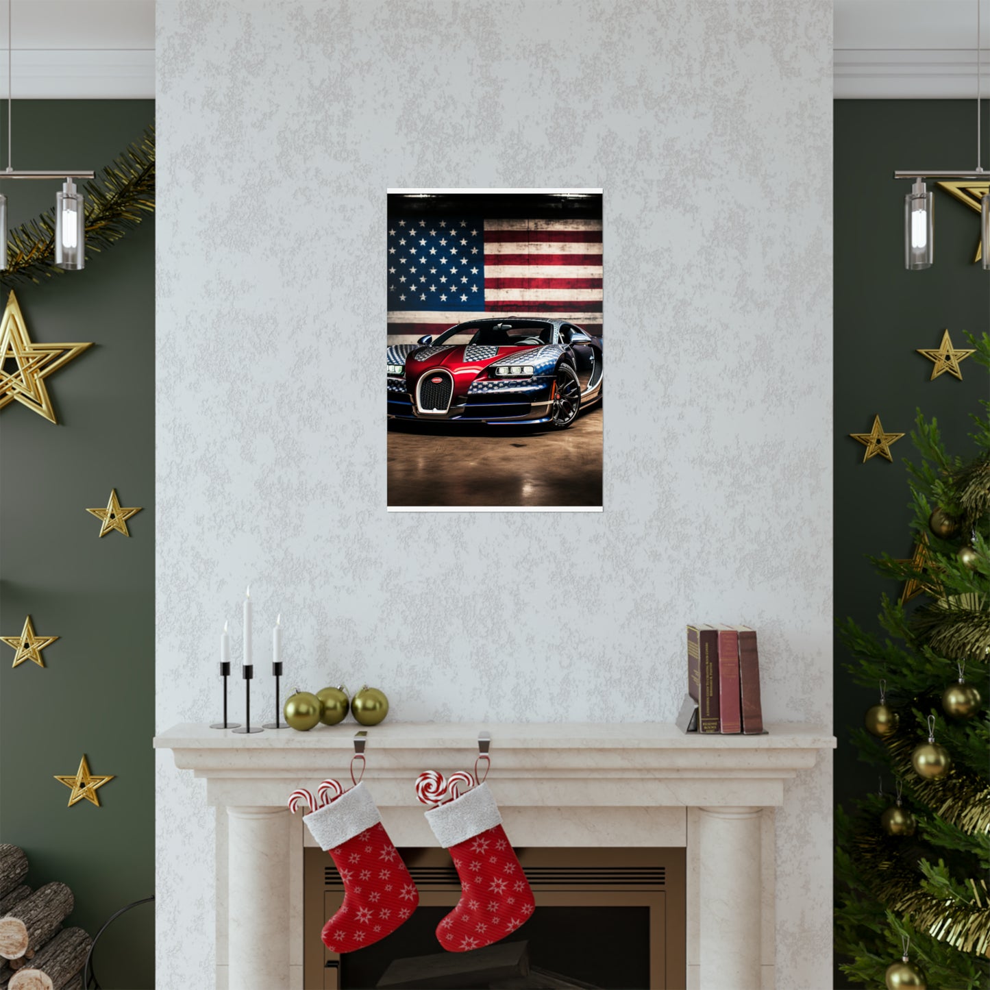 Premium Matte Vertical Posters Bugatti American Flag 1