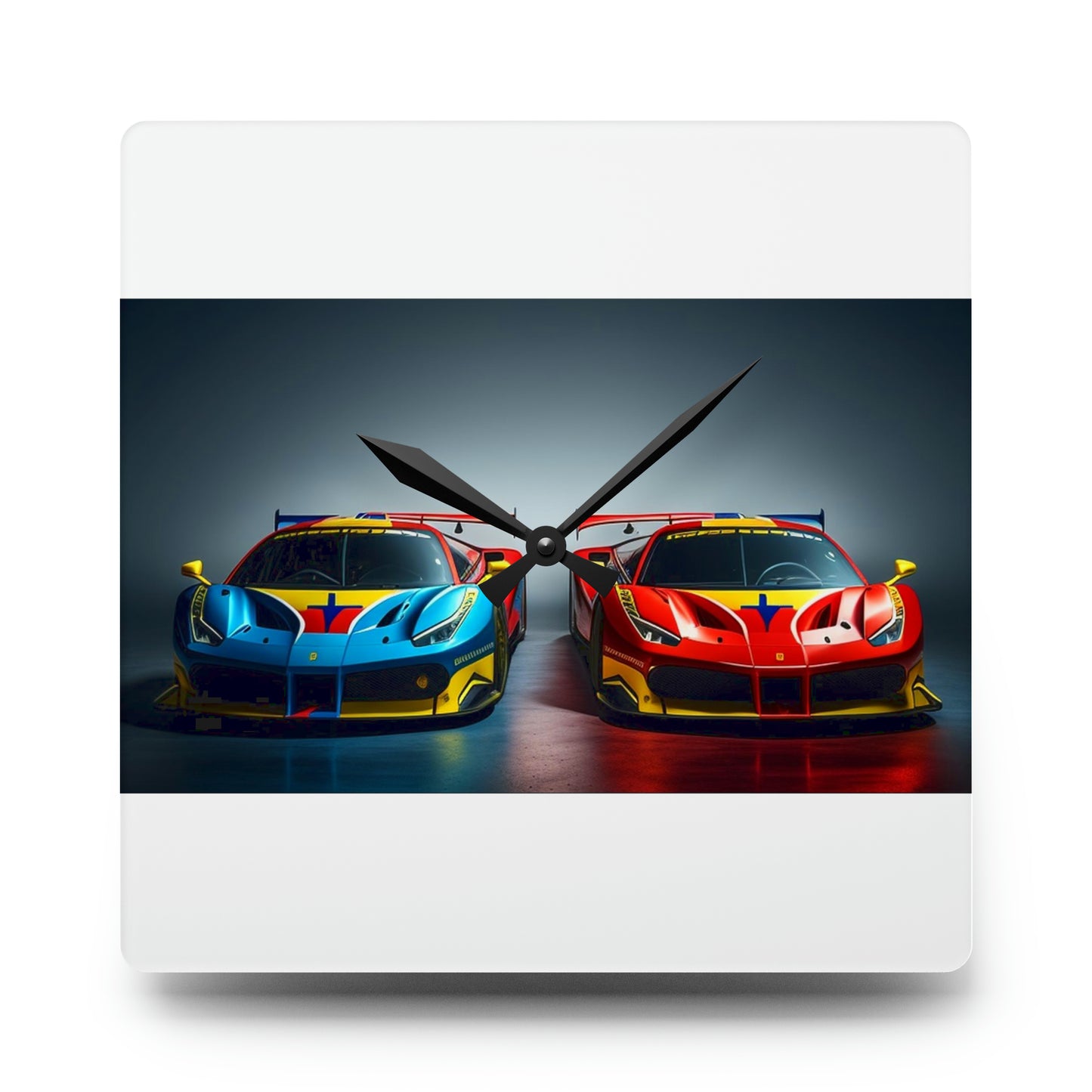 Acrylic Wall Clock Ferrari Red Blue 2