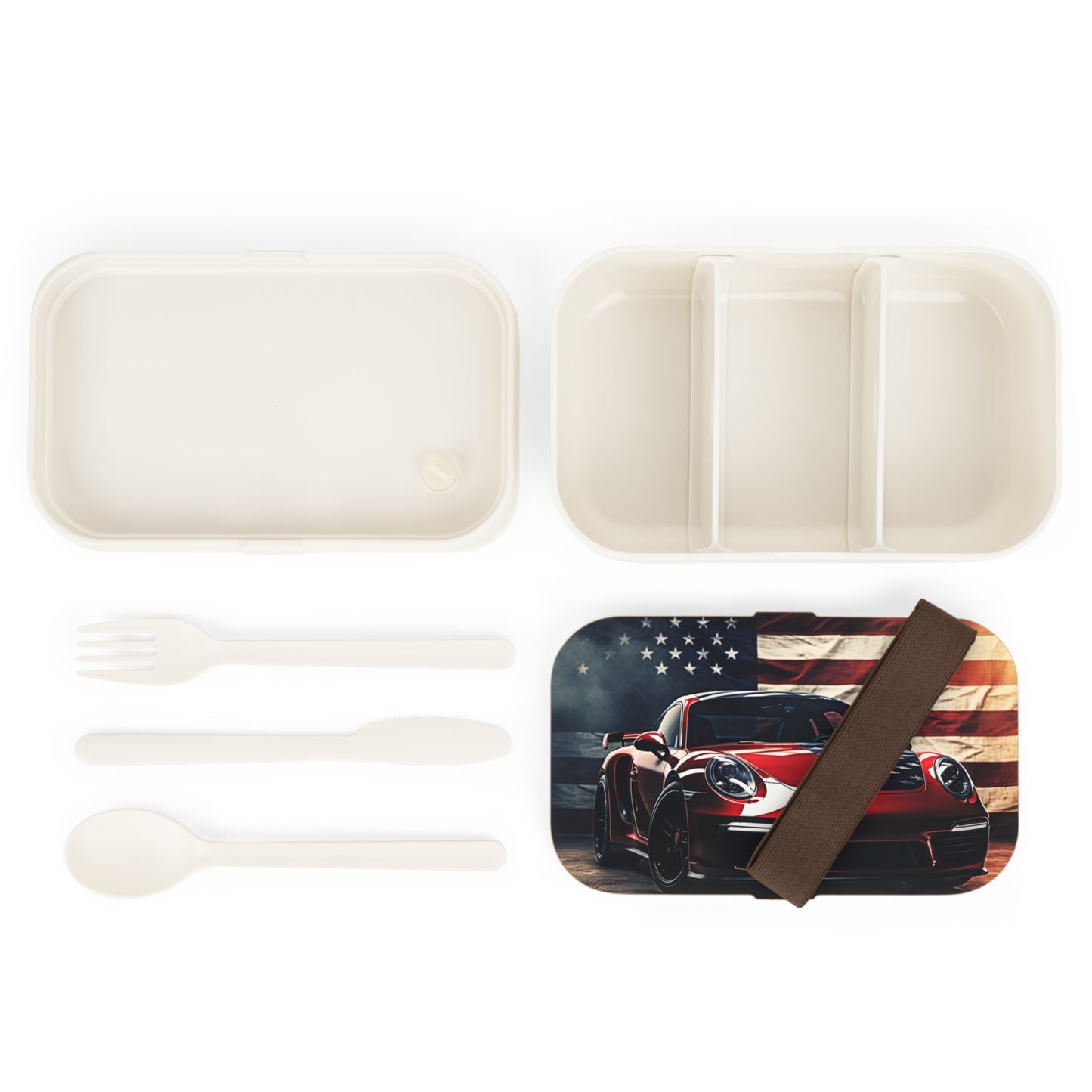Bento Lunch Box American Flag Background Porsche 2
