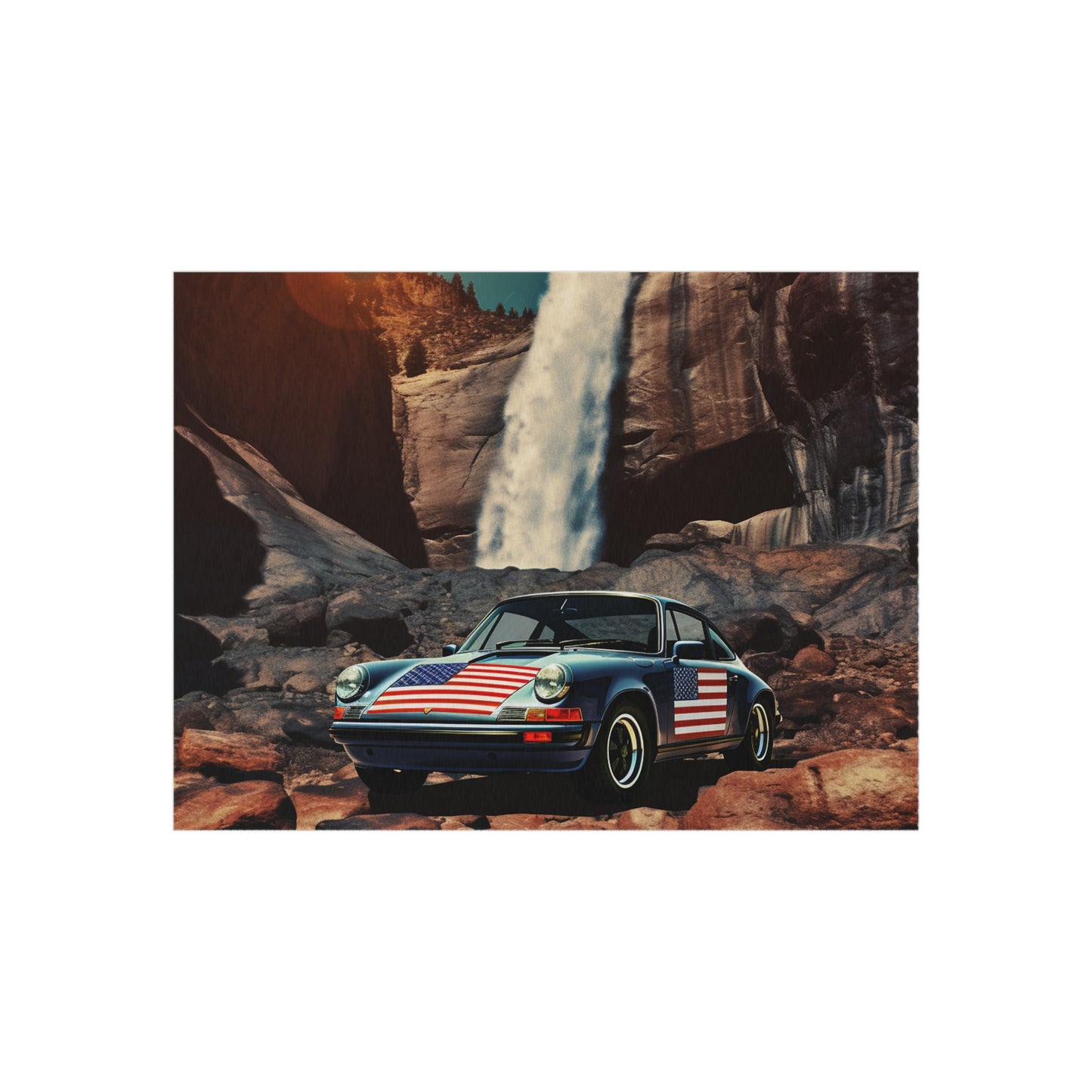 Outdoor Rug  American Flag Porsche Abstract 2