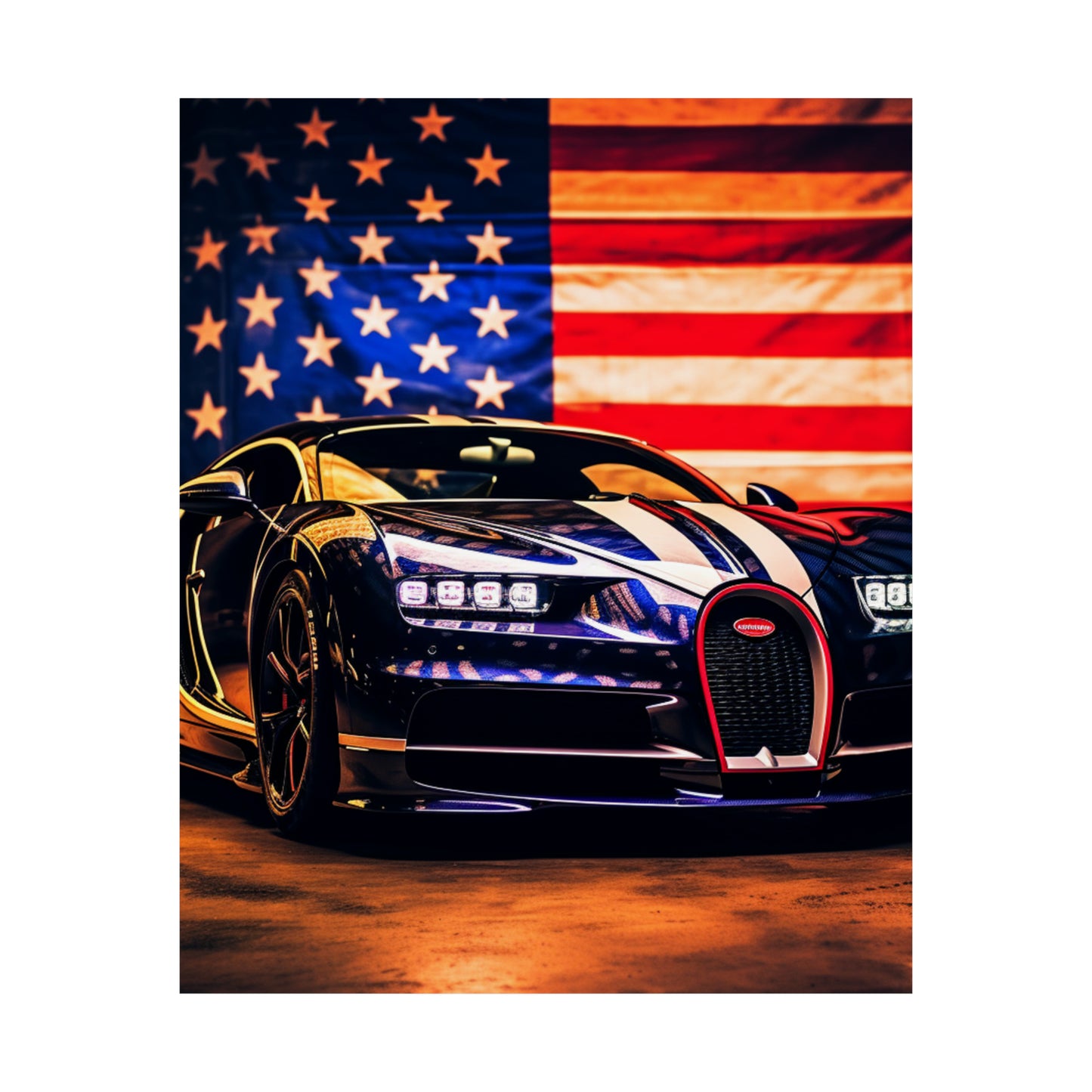 Premium Matte Vertical Posters Macro Bugatti American Flag 4