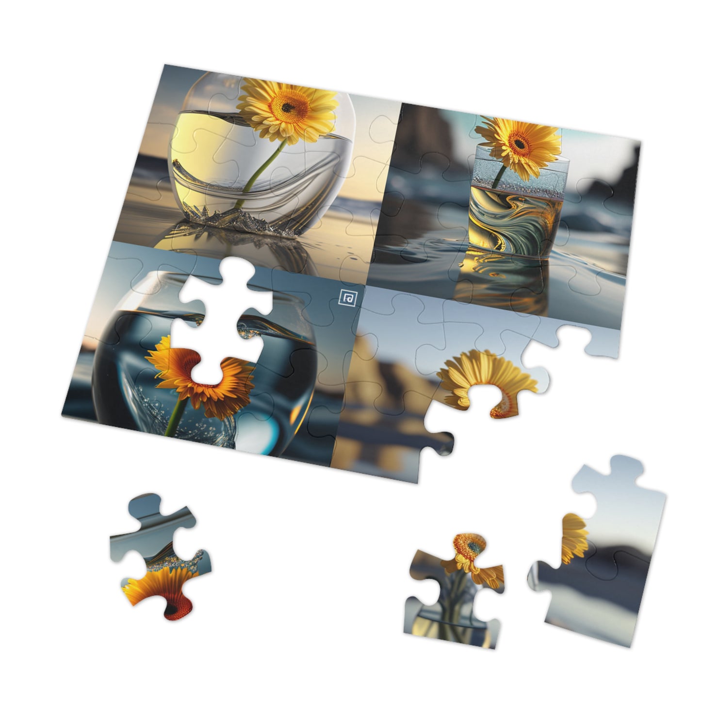 Jigsaw Puzzle (30, 110, 252, 500,1000-Piece) yello Gerbera glass 5