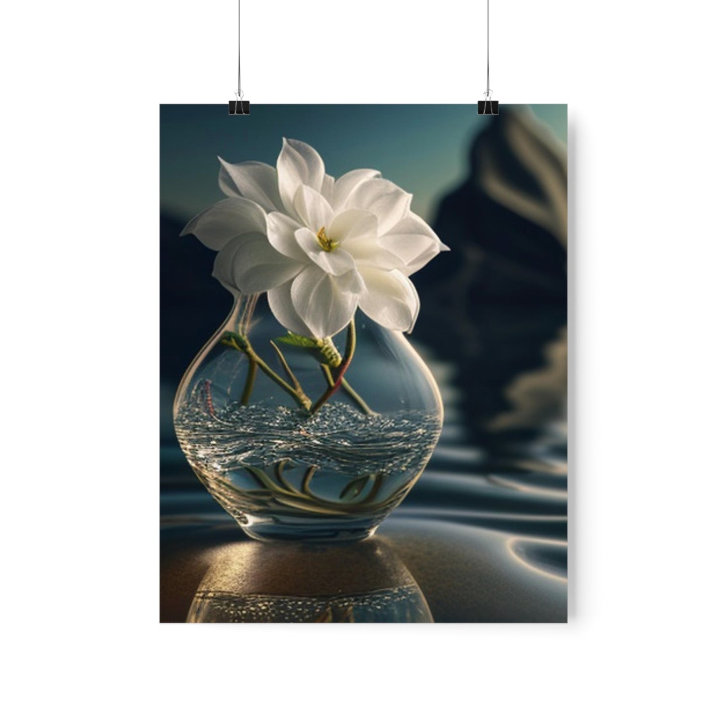 Premium Matte Vertical Posters Jasmine glass vase 4