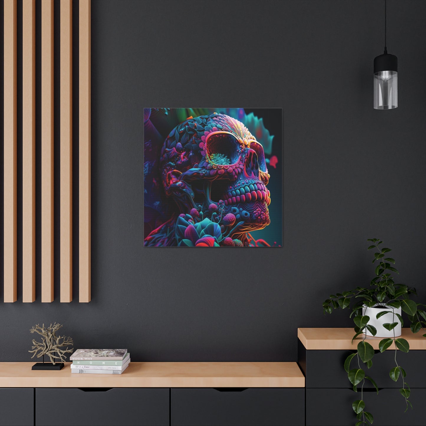 Canvas Gallery Wraps Florescent Skull Death 3