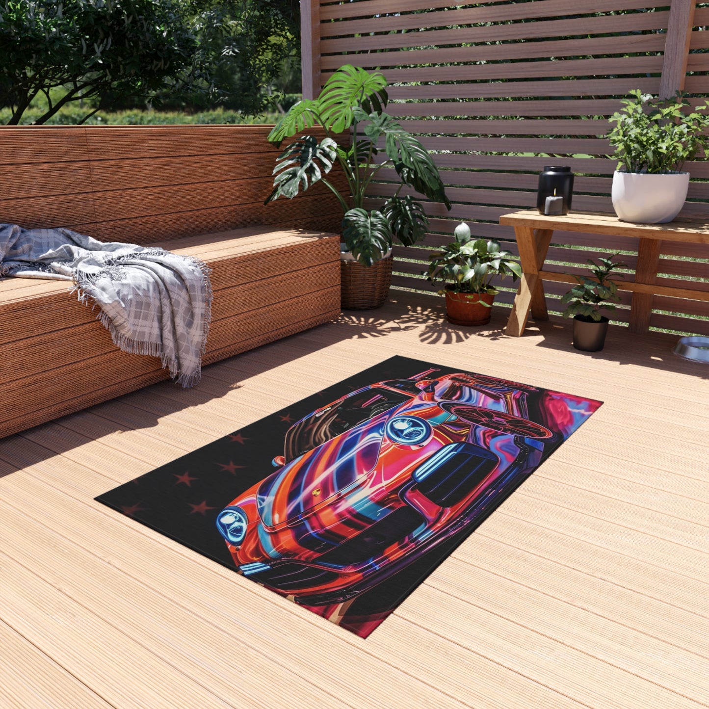 Outdoor Rug  American Flag Colored Porsche 3