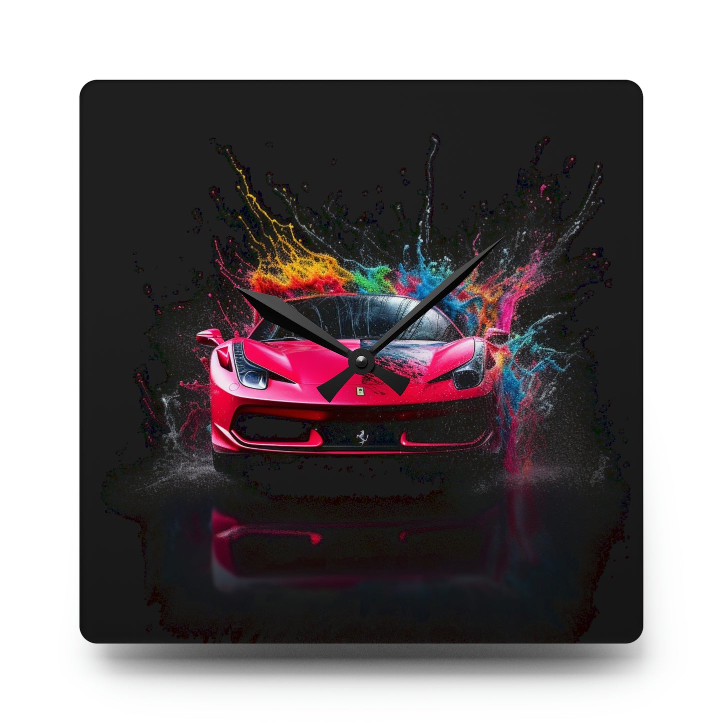 Acrylic Wall Clock Ferrari Water Splash 2