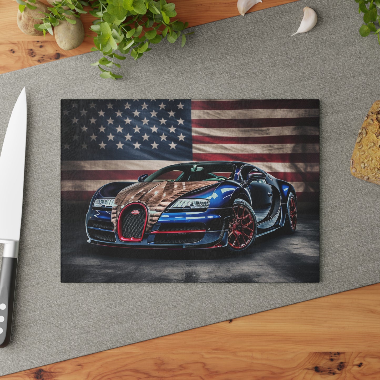 Glass Cutting Board Bugatti American Flag 4