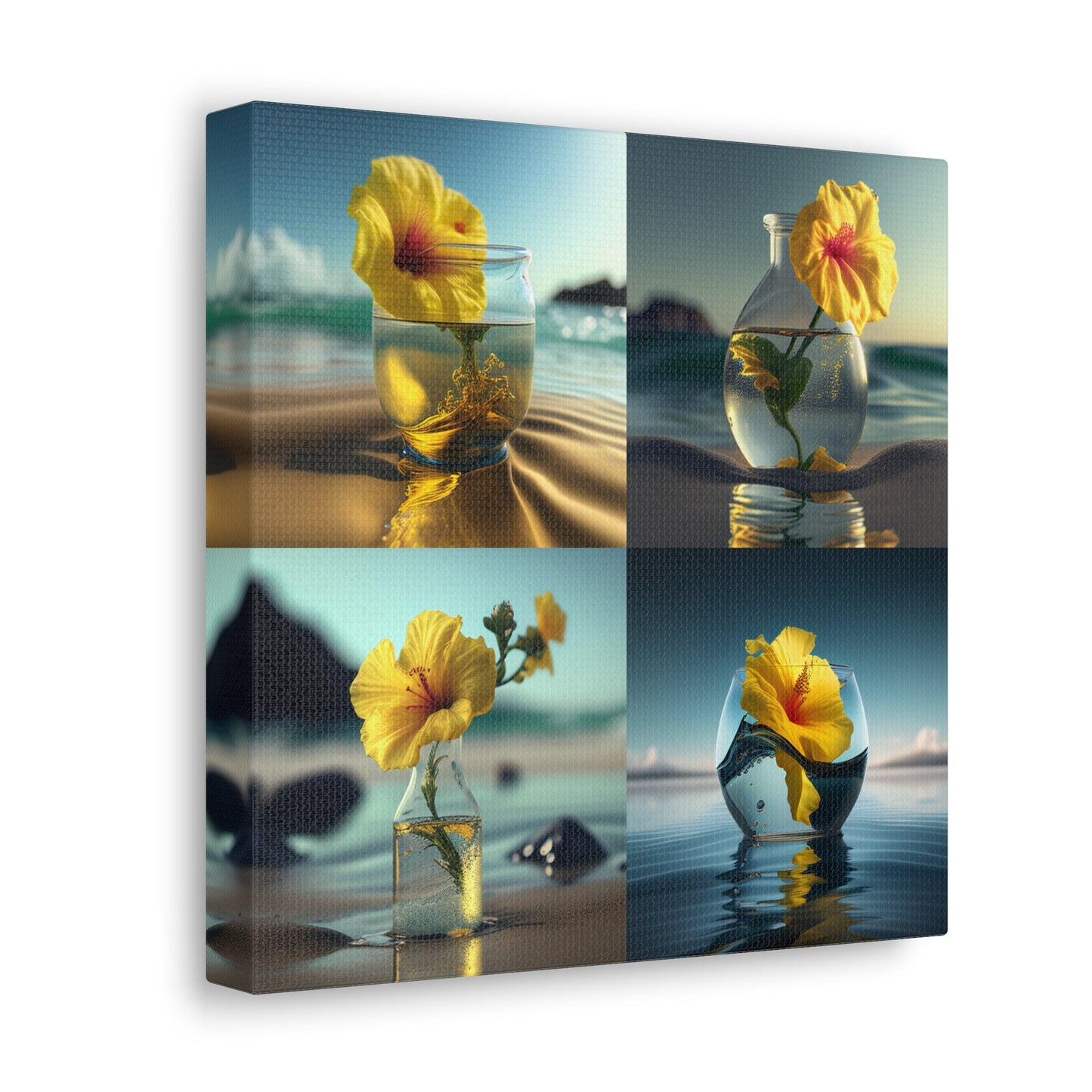Canvas Gallery Wraps Yellow Hibiscus glass 5