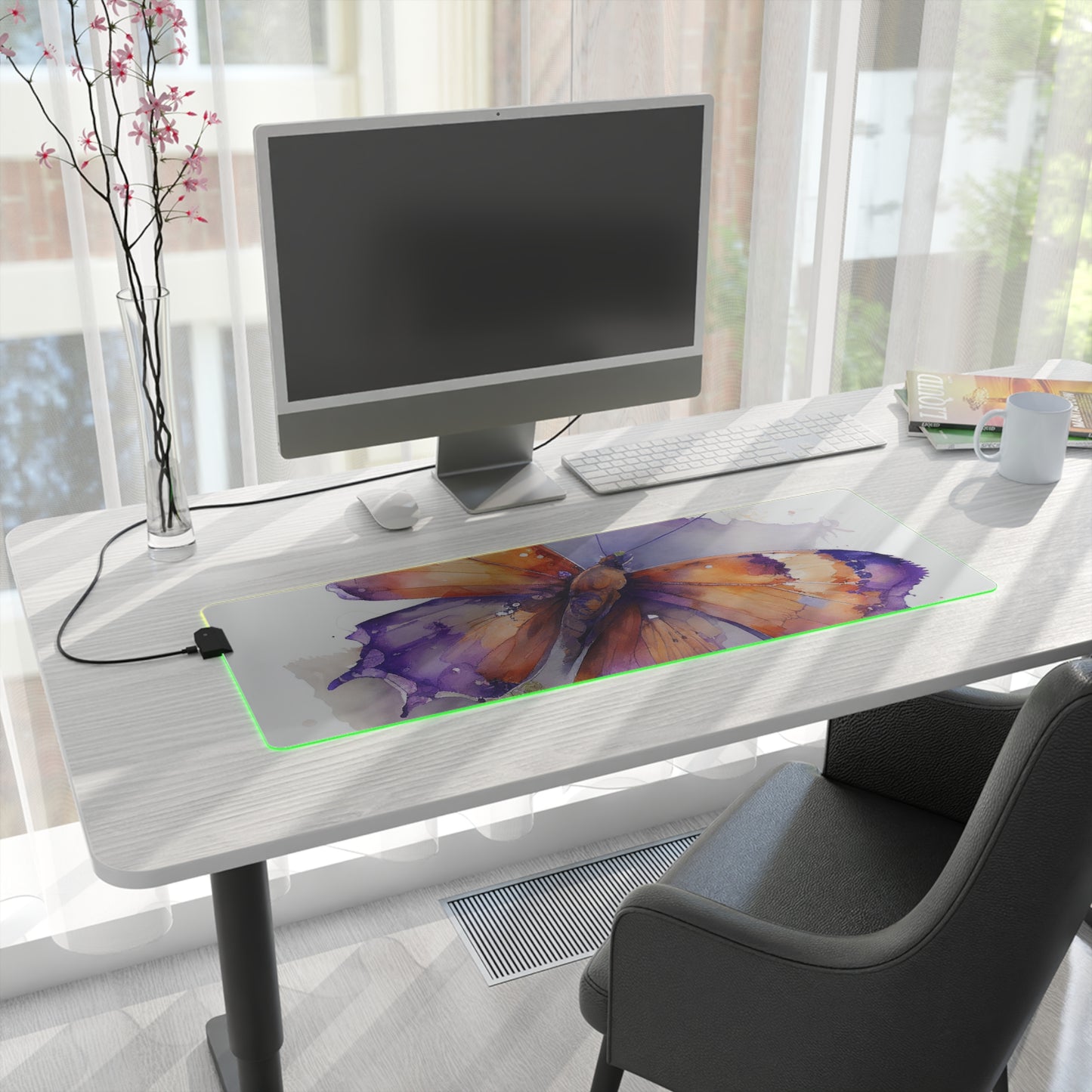 LED Gaming Mouse Pad MerlinRose Watercolor Butterfly 2