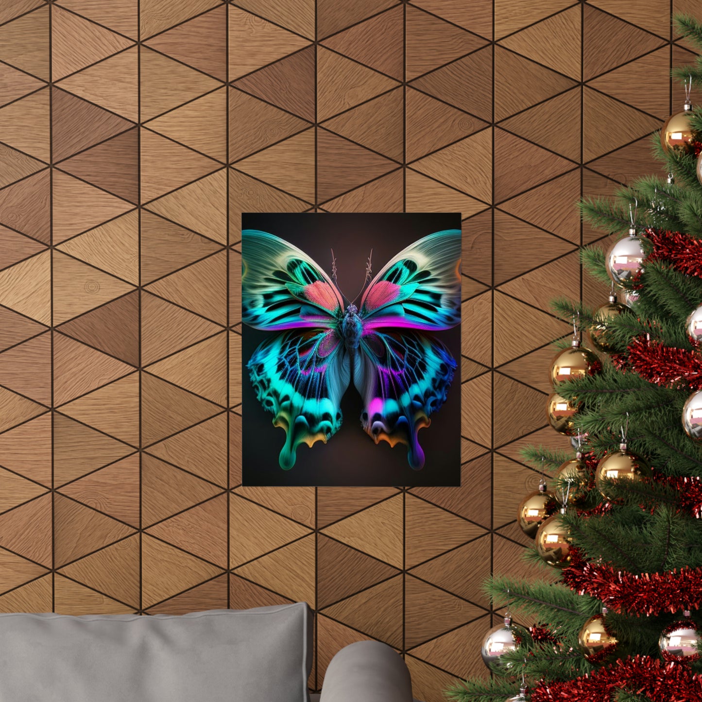 Premium Matte Vertical Posters Neon Butterfly Fusion 1