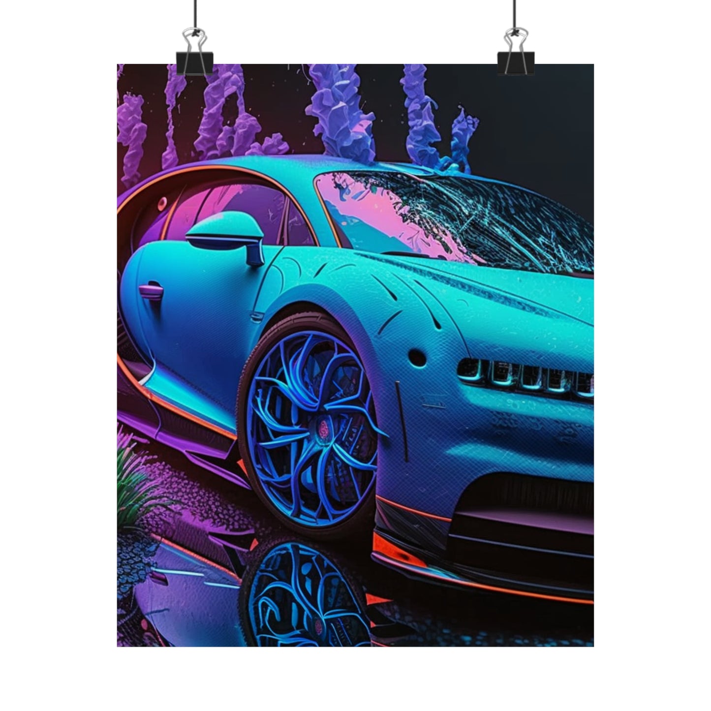 Premium Matte Vertical Posters Bugatti Neon Chiron 2