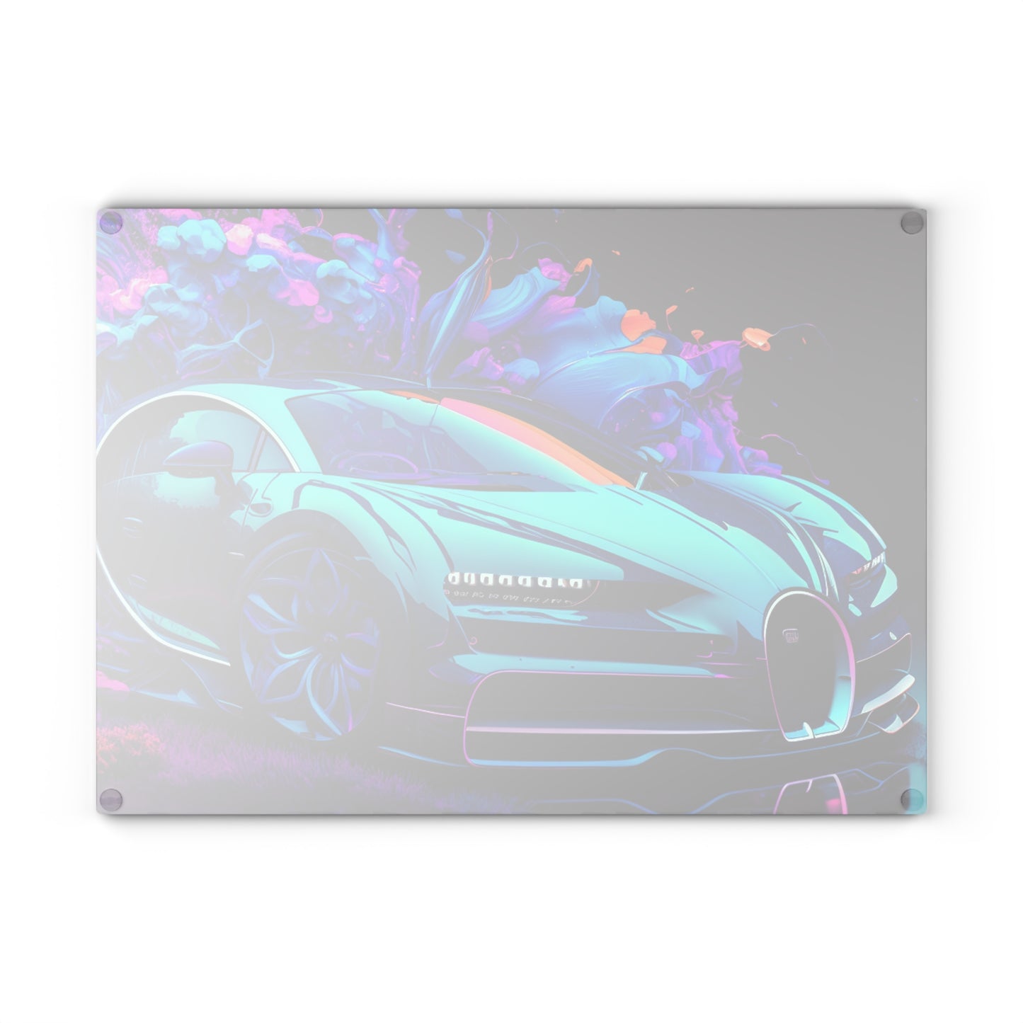 Glass Cutting Board Bugatti Neon Chiron 3