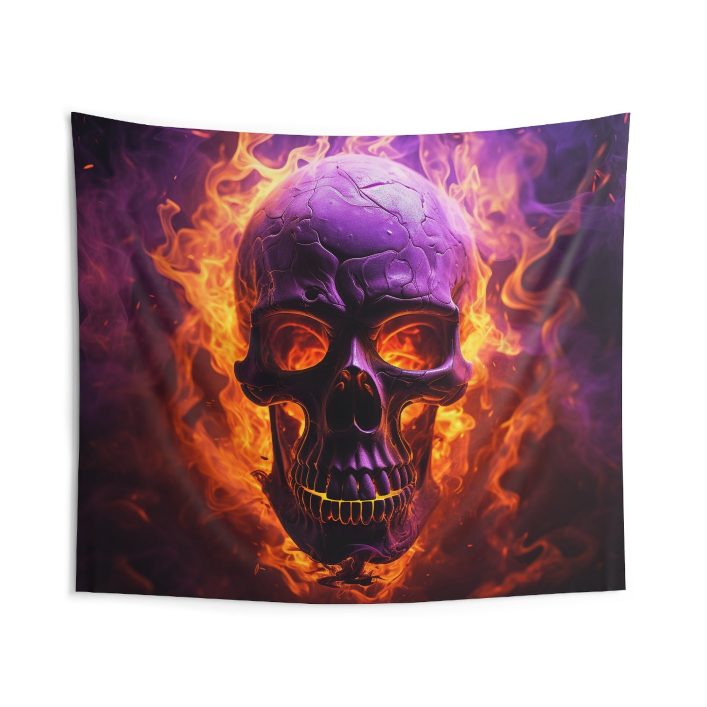 Indoor Wall Tapestries Skull Flames 3