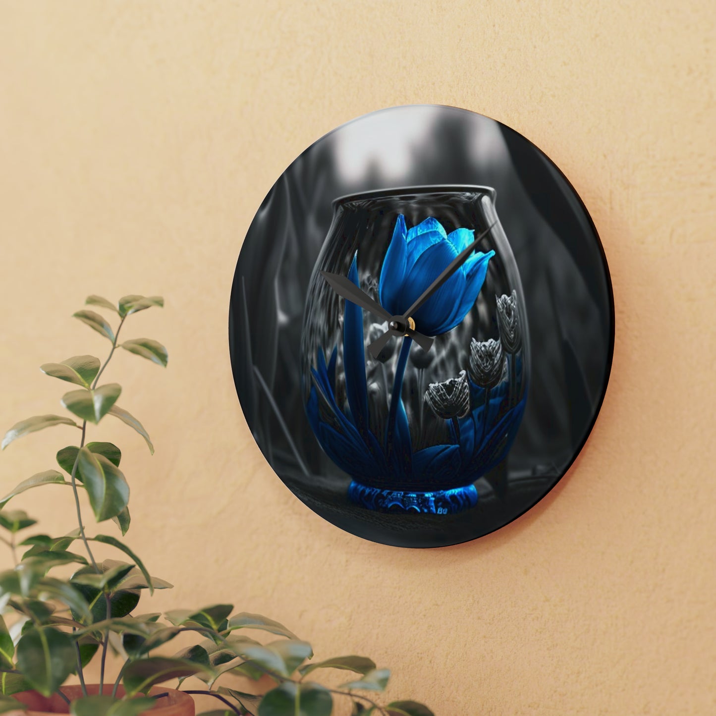 Acrylic Wall Clock Tulip Blue 4