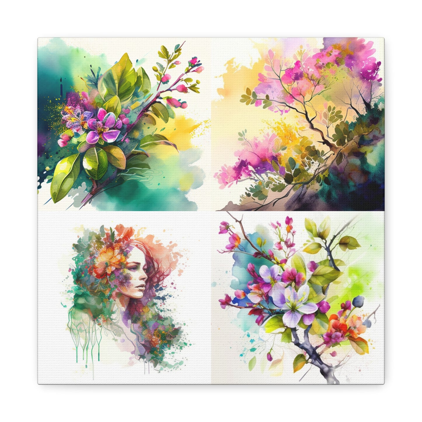 Canvas Gallery Wraps Mother Nature Bright Spring Colors Realistic Watercolor 5
