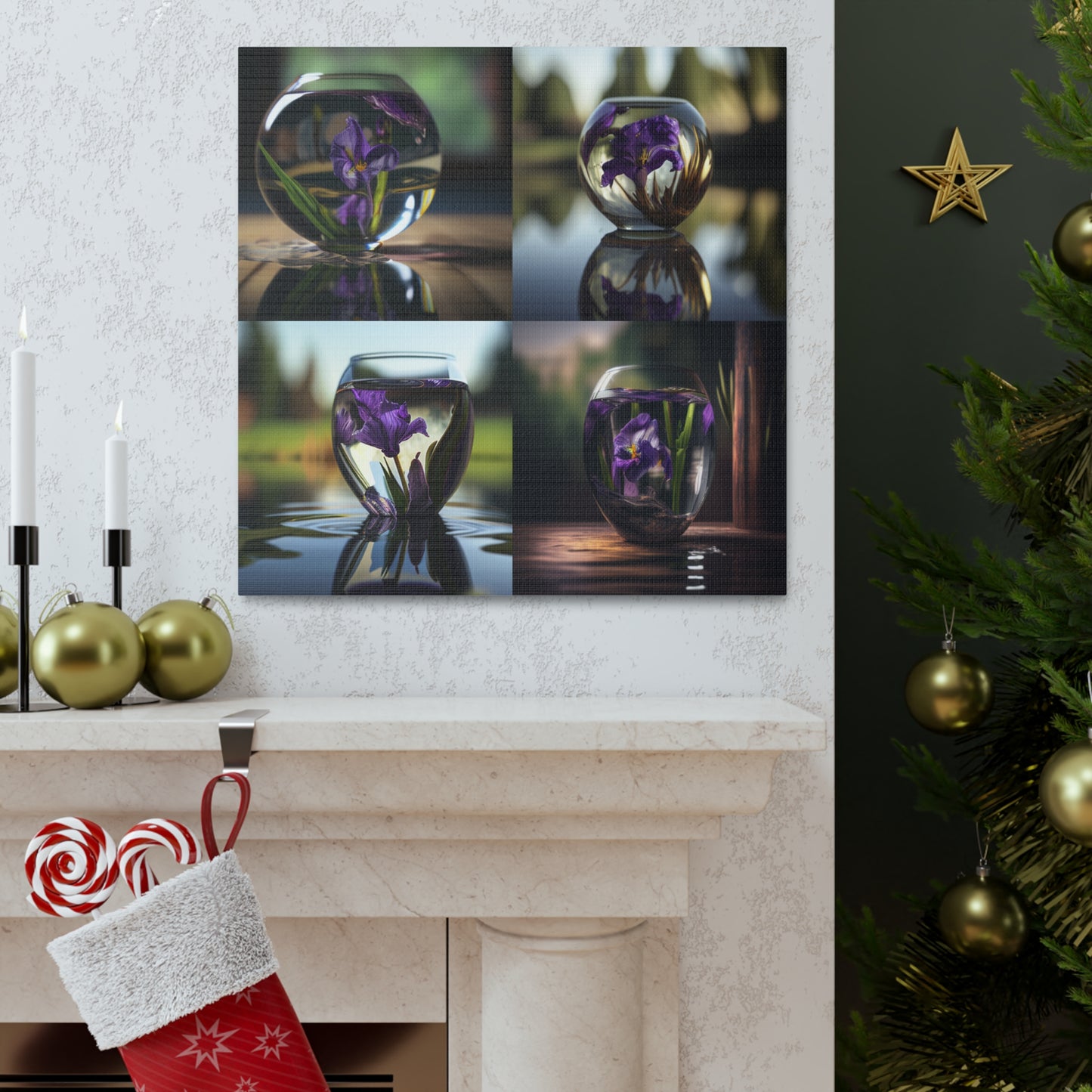 Canvas Gallery Wraps Purple Iris in a vase 5