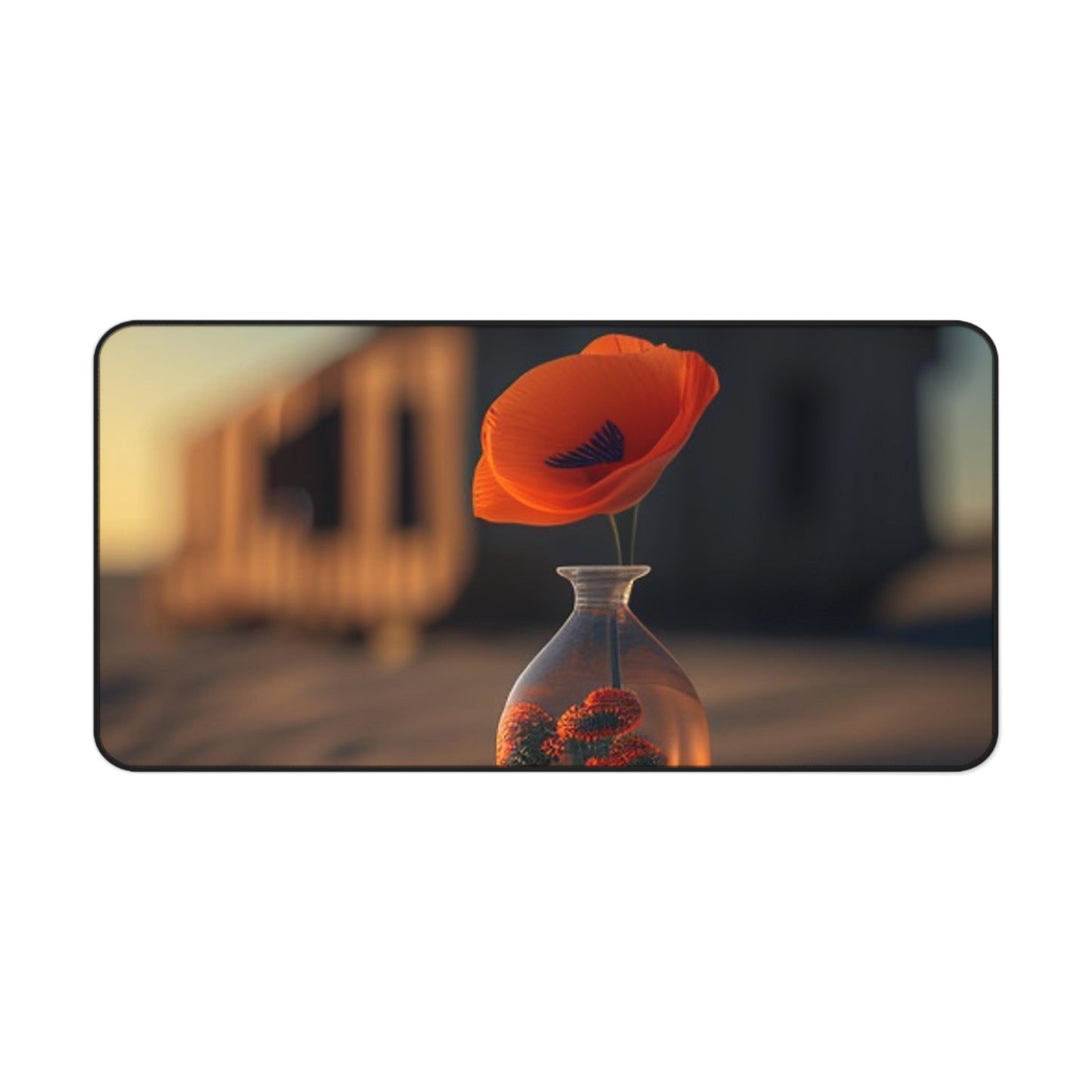 Desk Mat Orange Poppy in a Vase 3